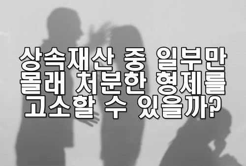 상속재산 중 일부만 몰래 처분한 형제를 고소할 수 있을까?