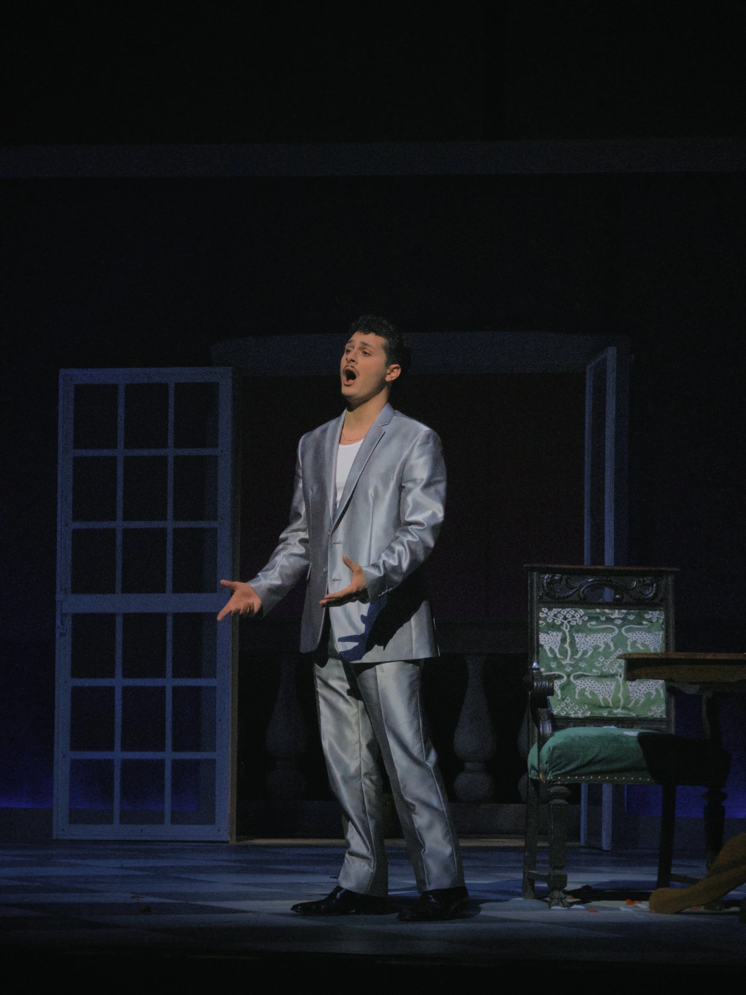 As L'Amante in Gian Carlo Menotti's "Amelia al ballo" at The Fisher Center at Bard, 2026 (Photo by Leonor Vasconcelos)