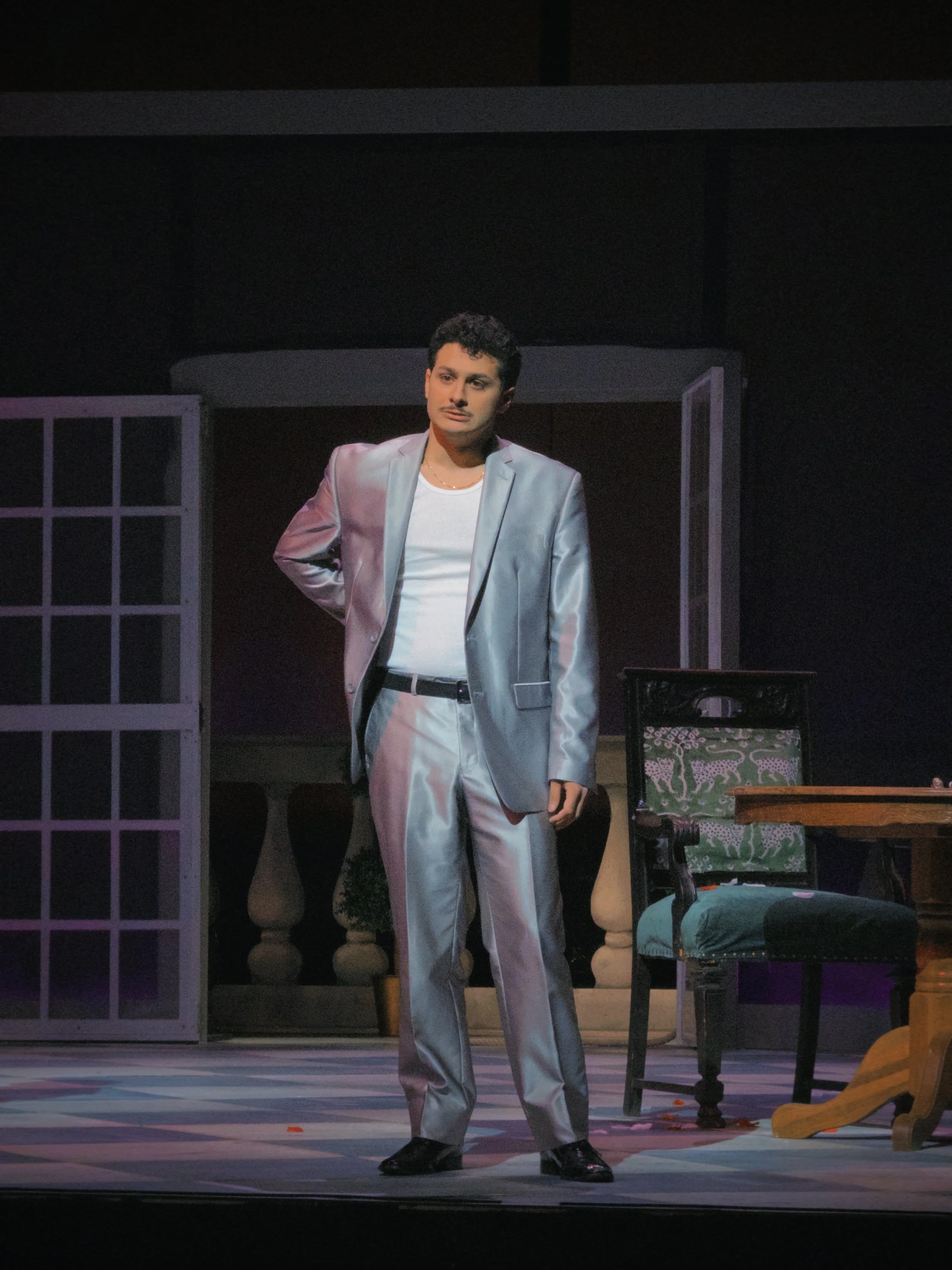 As L'Amante in Gian Carlo Menotti's "Amelia al ballo" at The Fisher Center at Bard, 2026 (Photo by Leonor Vasconcelos)