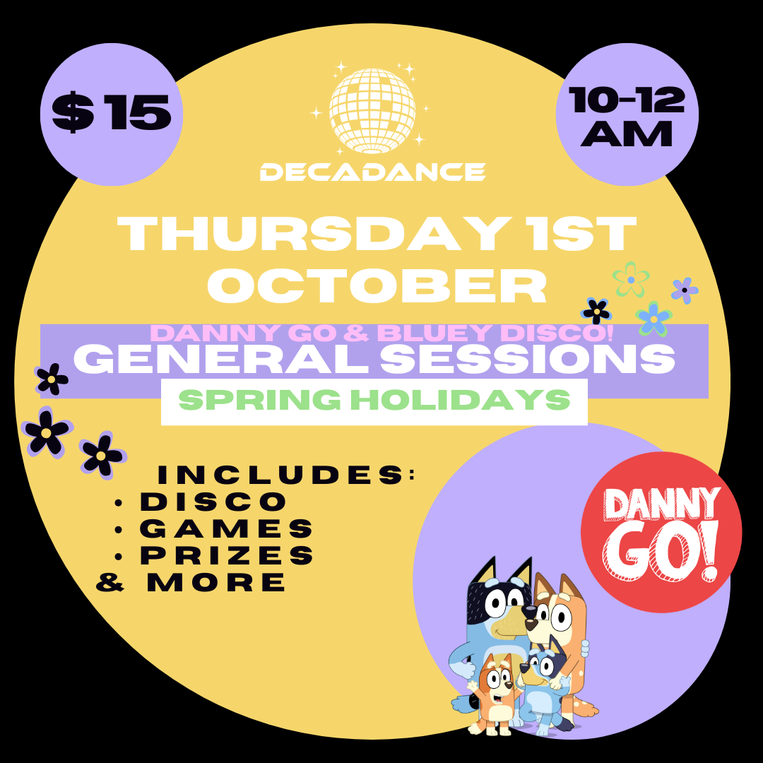 Perth school holidays Danny go & bluey themed kids disco