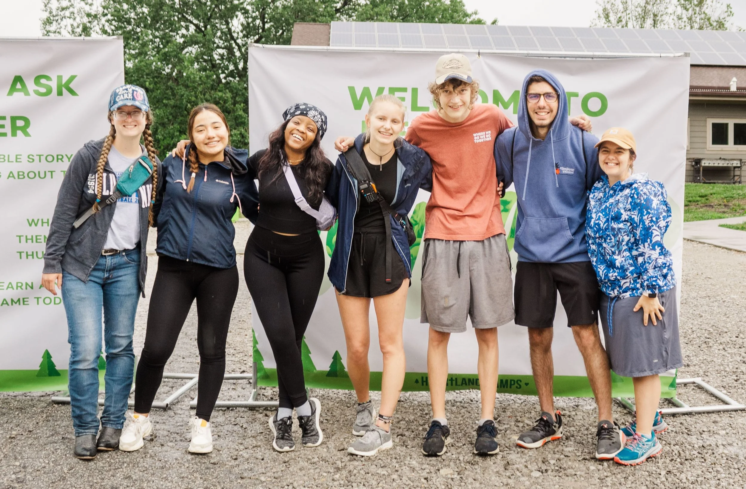 Heartland Christian Camp Paid Gap Year Internship Men and Women Standing and Smiling Together Outside Near Kansas City, Missouri