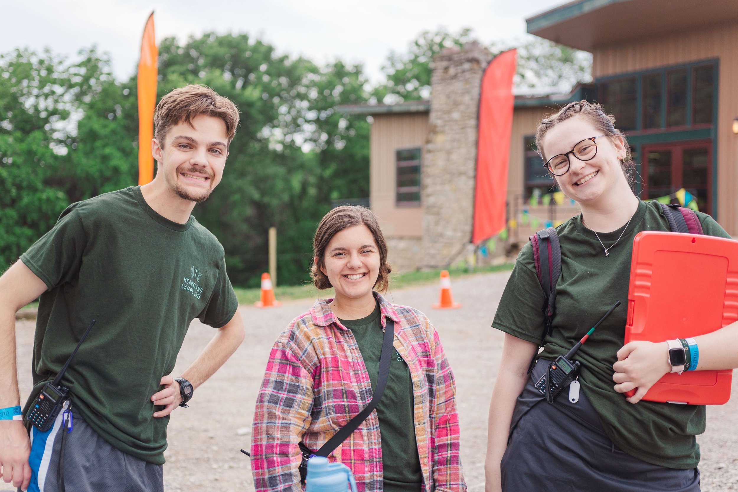 Heartland Christian Camp Paid Gap Year Internship Men and Women Standing and Smiling Together Outside Near Kansas City, Missouri