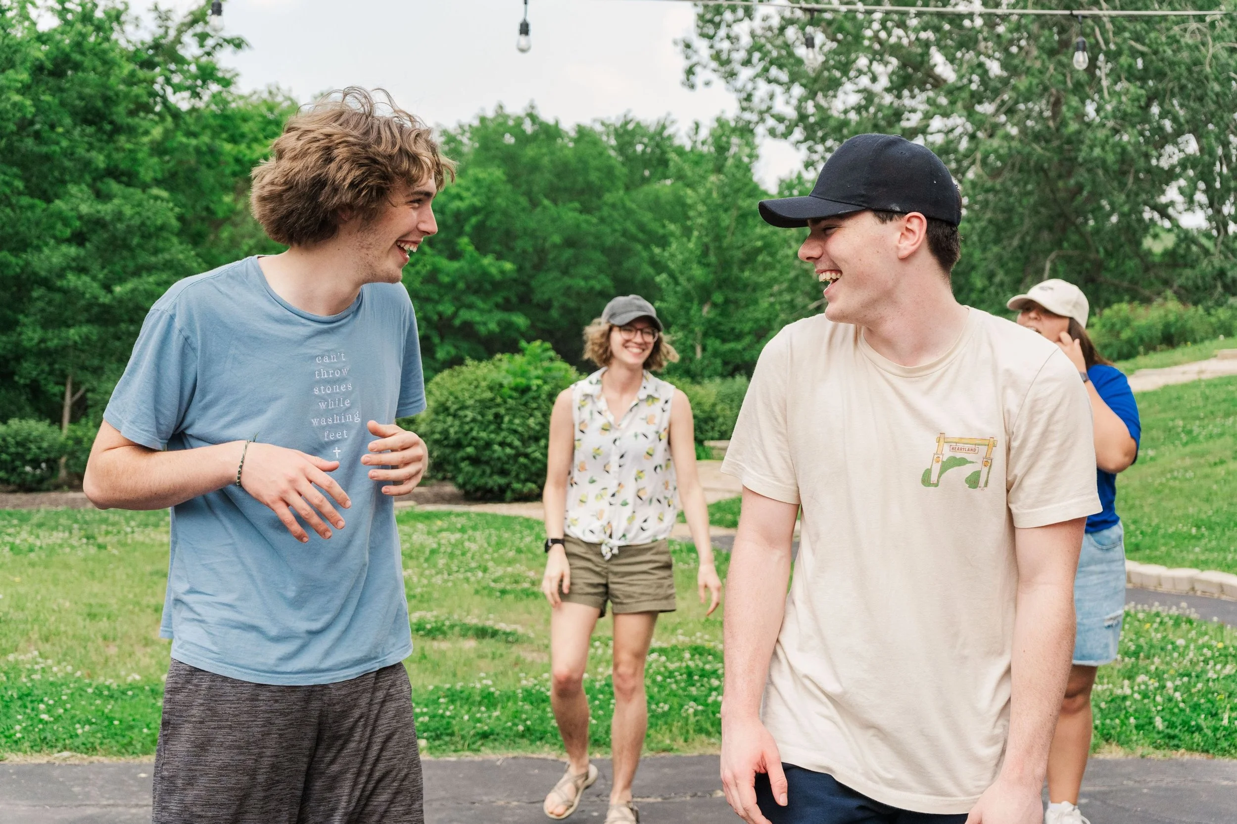 Heartland Christian Camp Paid Gap Year Internship Men and Women Standing and Smiling Together Outside Near Kansas City, Missouri