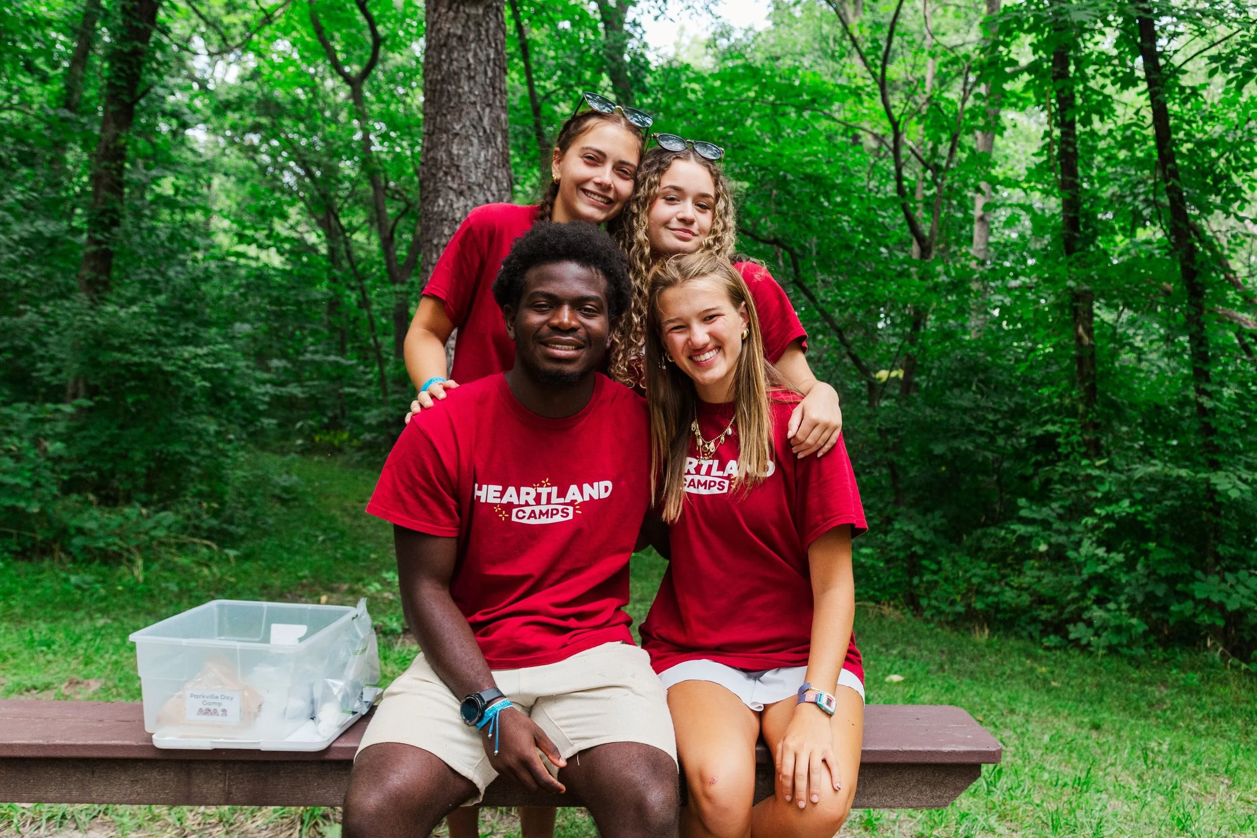 Heartland Christian Camp Paid Gap Year Internship Men and Women Standing and Smiling Together Outside Near Kansas City, Missouri