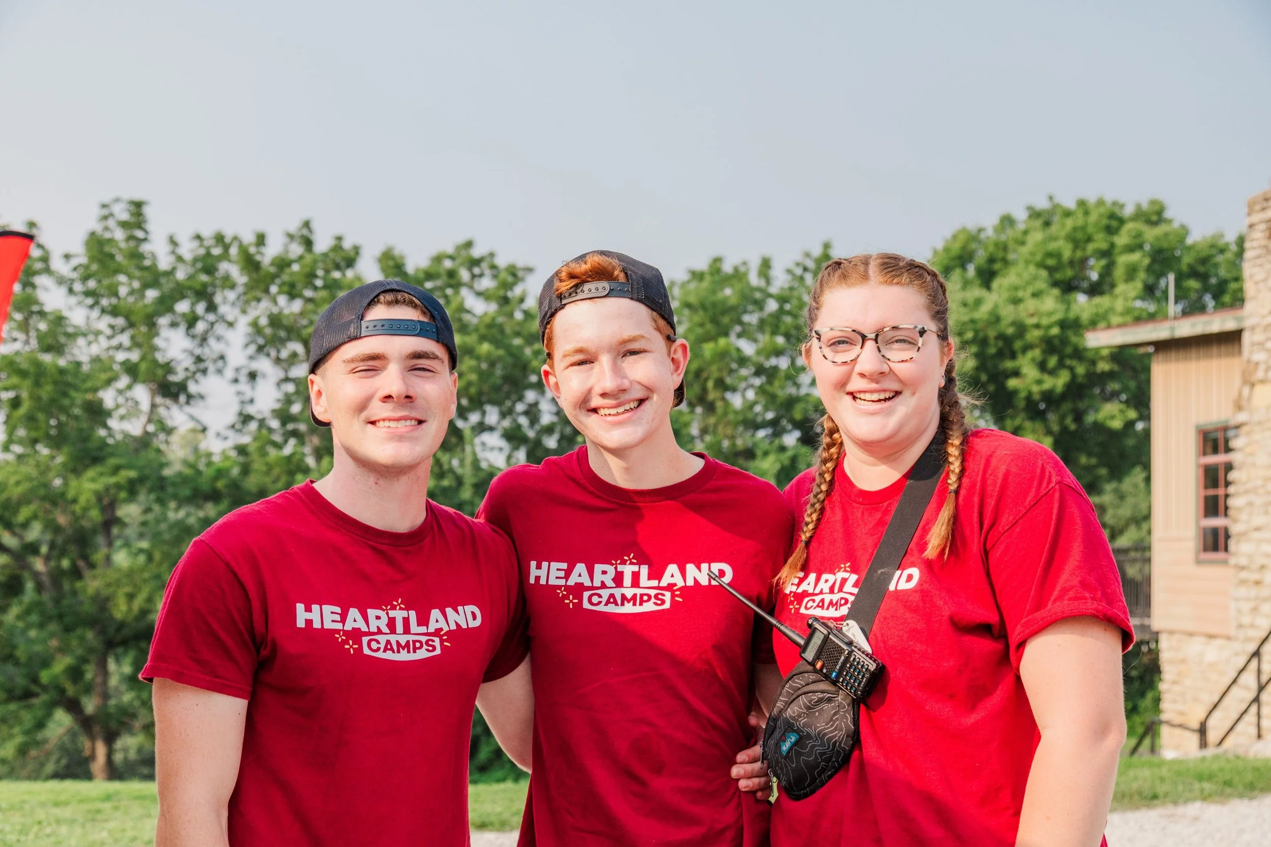 Heartland Christian Camp Paid Gap Year Internship Men and Women Standing and Smiling Together Outside Near Kansas City, Missouri