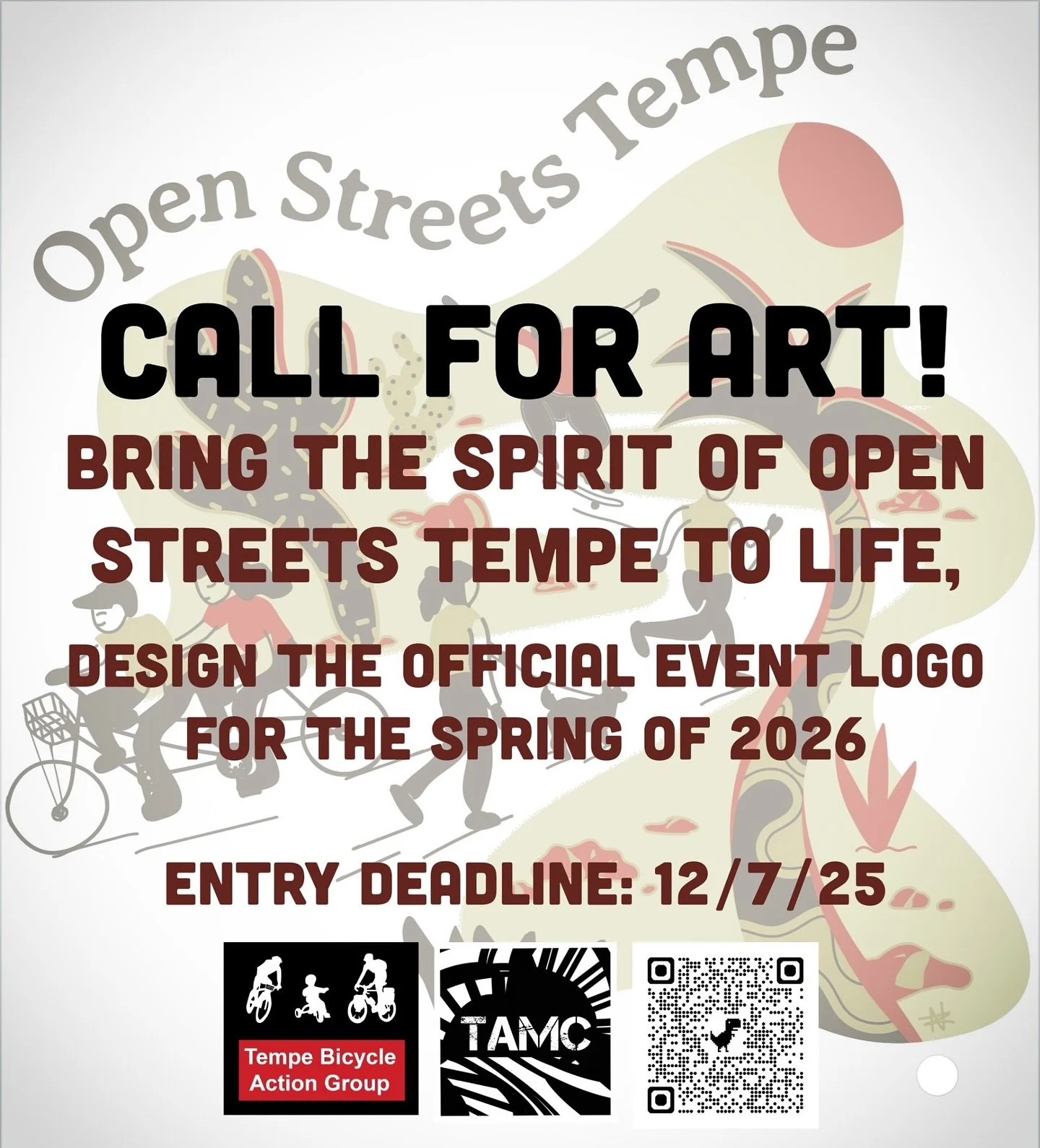 Calling all artists!!

Open Streets Tempe is BACK this Spring and we need your help to design the official event logo! 

Please check out openstreetstempe.org for more info. (Link in bio too!)

Share with your artist buddies!!

Deadline is Sunday, De
