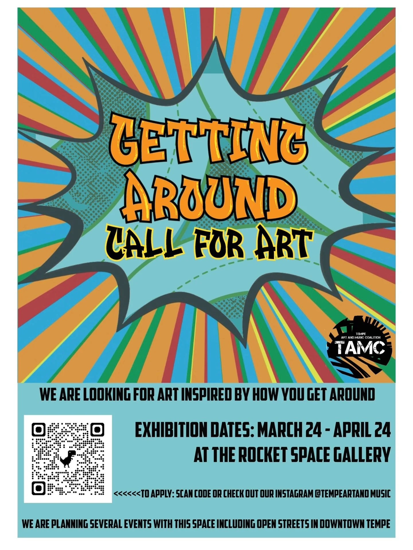 🚲 Getting Around 🚆 🚀🚶🛵🚖🧑&zwj;🦼&zwj;➡️

A celebration exhibition of how we choose to travel in our daily lives.

At Rocket Space Gallery - A Tempe Art and Music Coalition exhibition (TAMC).

This is an exhibition focusing on all the ways we ch