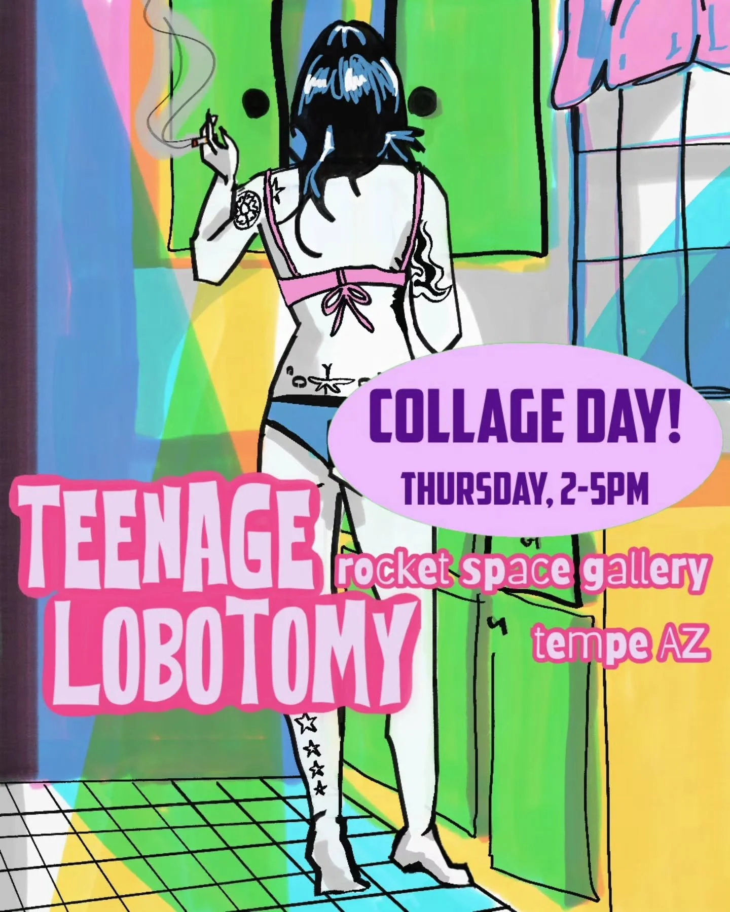This Thursday afternoon from 2-5pm, we will have a special Spring Break Teenage Lobotomy Collage Day! 

All supplies are provided, please bring anything special you would like to collage with. 

This is a free event. Donations are always appreciated 