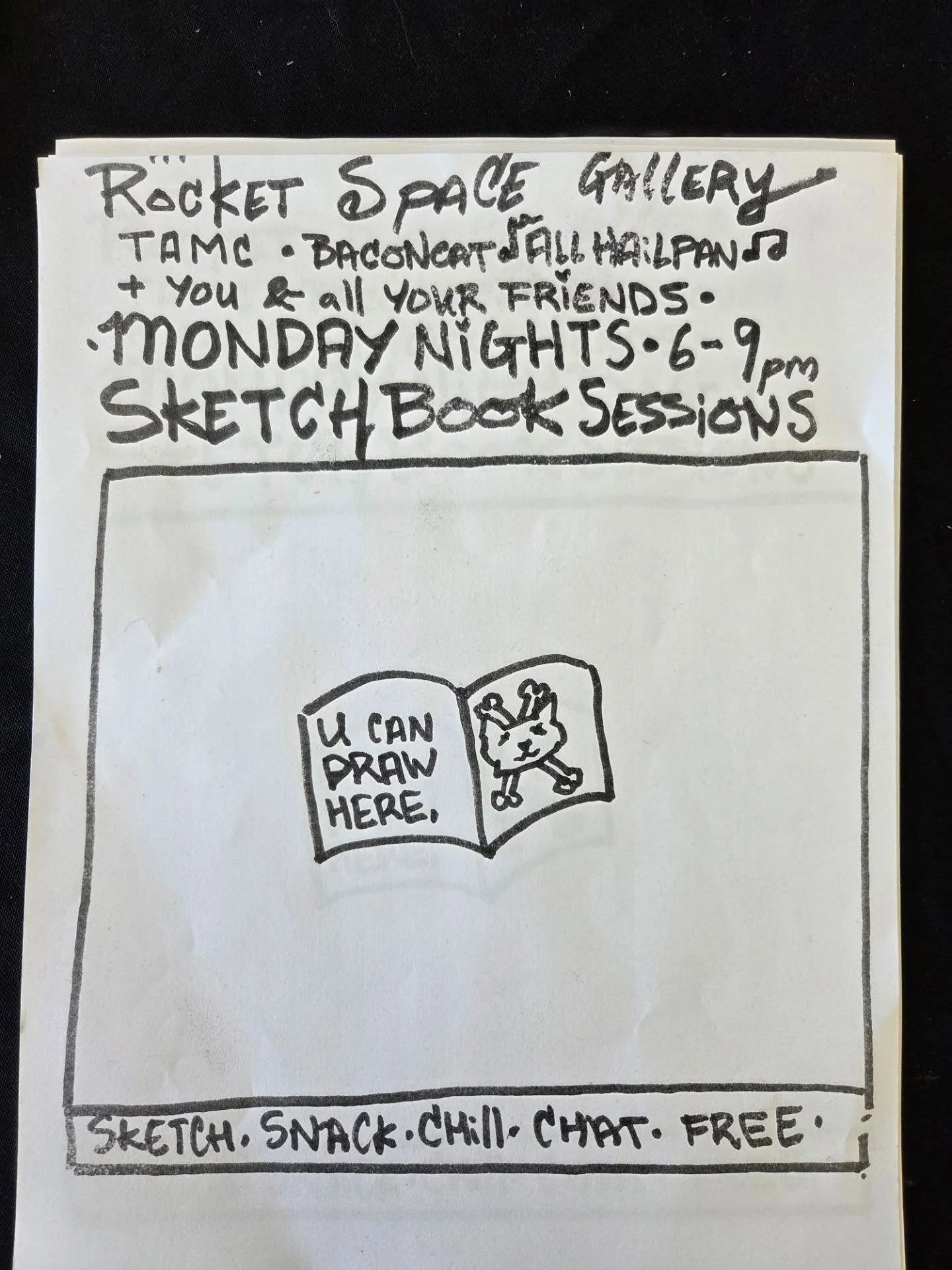 Sketchbook Series with @baconcat this Monday night 6 to 9pm. It is a great night to hang out and create with great music and people.