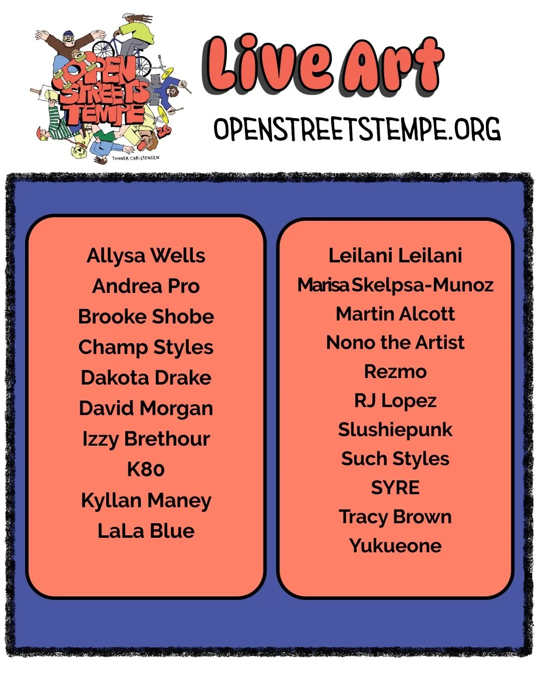 LIVE ART THIS SUNDAY AT @openstreetstempe‼️

We can&rsquo;t wait to see what these artists do! 🤩

Give them love this Sunday, they&rsquo;ll be doing their thing from 10am-3pm!