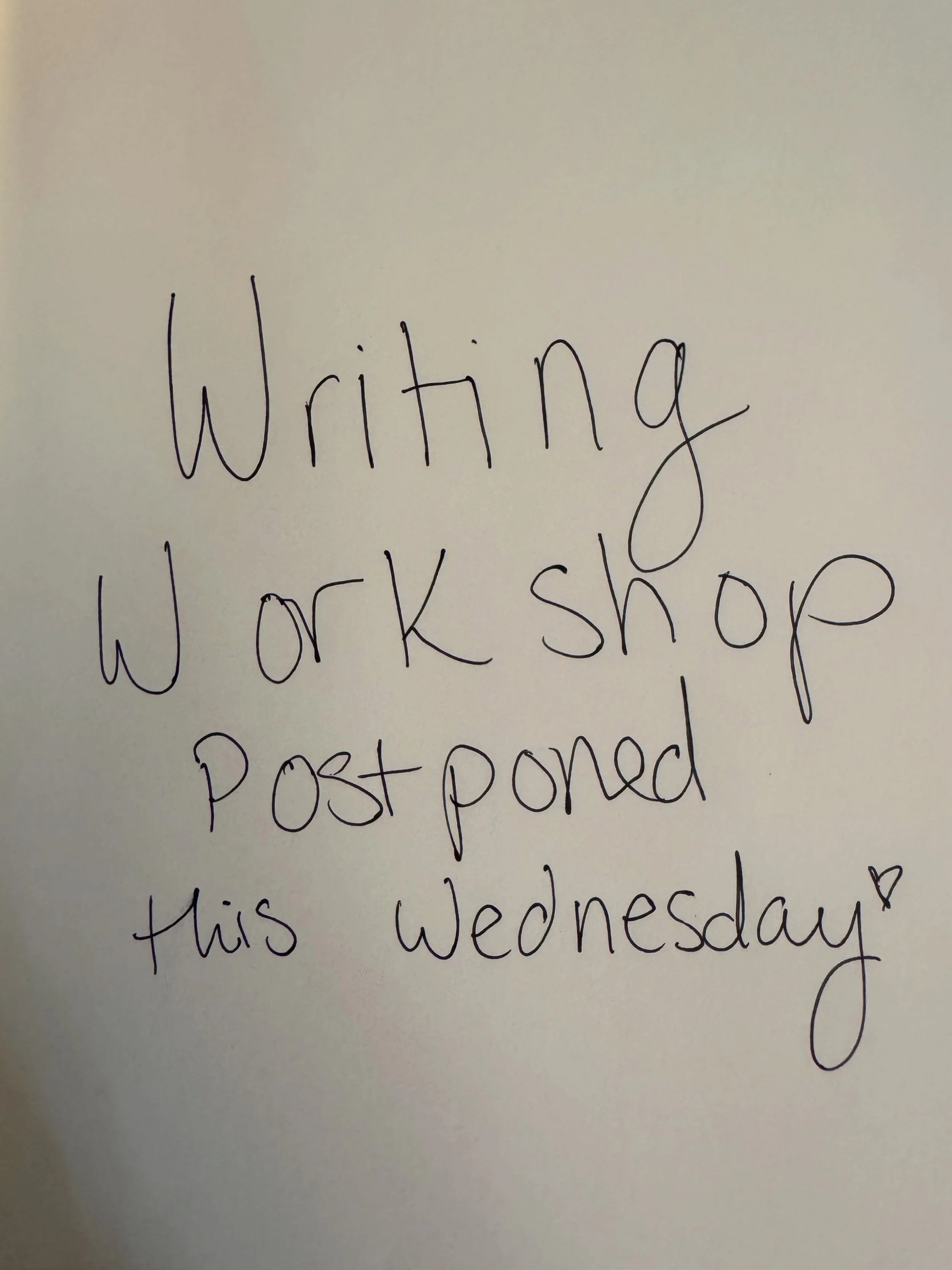 Our writing workshop planned for this Wednesday has been postponed. Keep an eye out soon for September events!