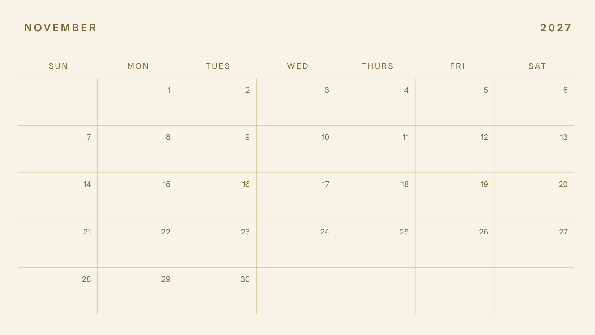 November Schedule
