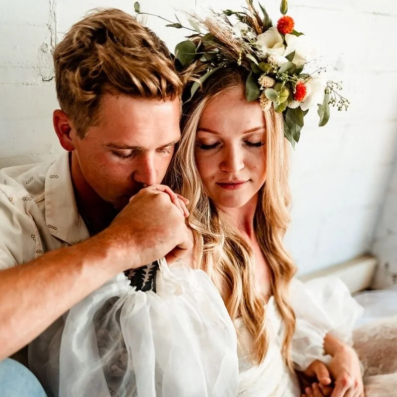 Closeup Wedding Florals - Flower Crown