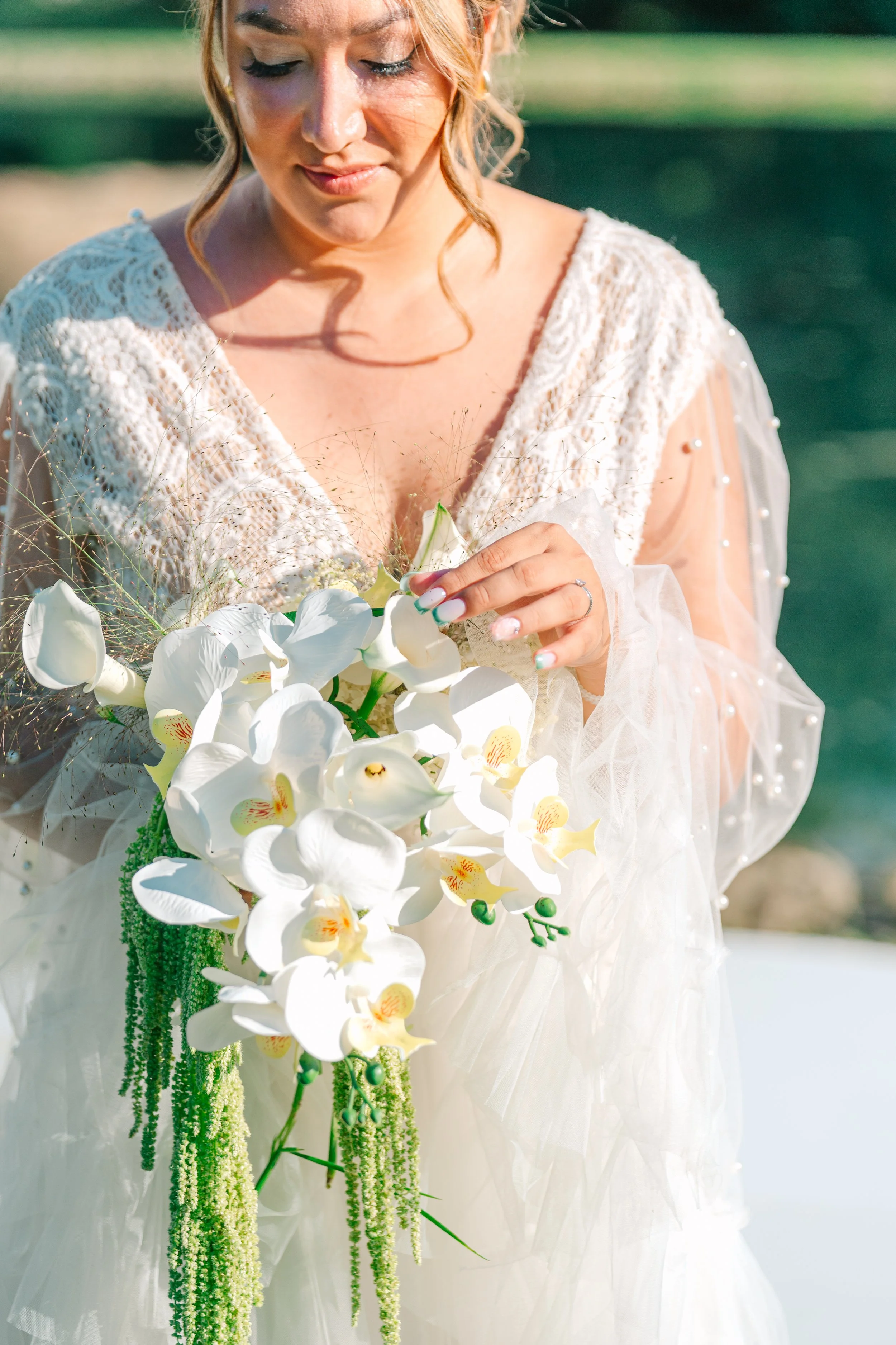Closeup Bridal Photos with Bouquet