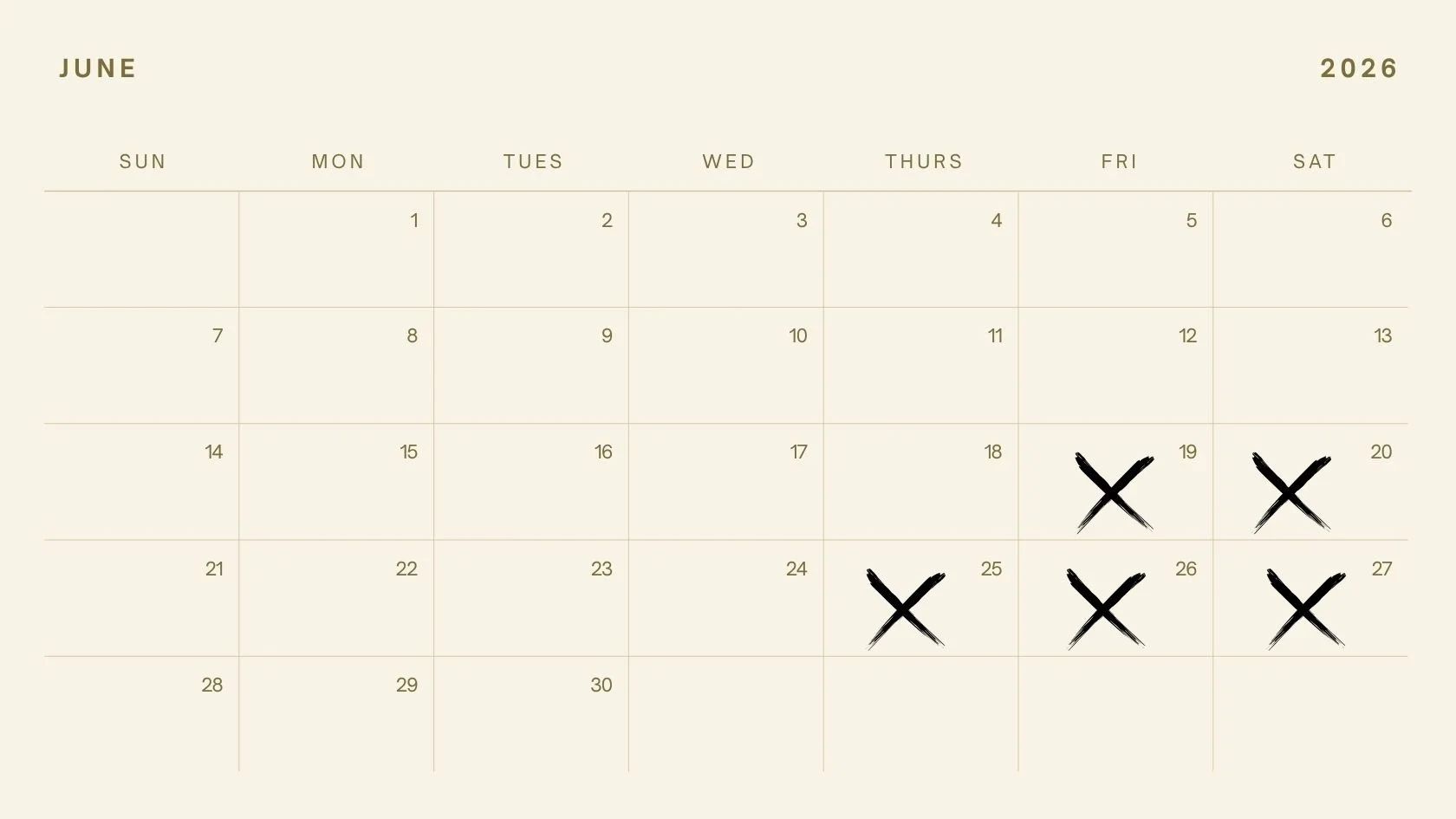 Wild & Free Florals June Schedule