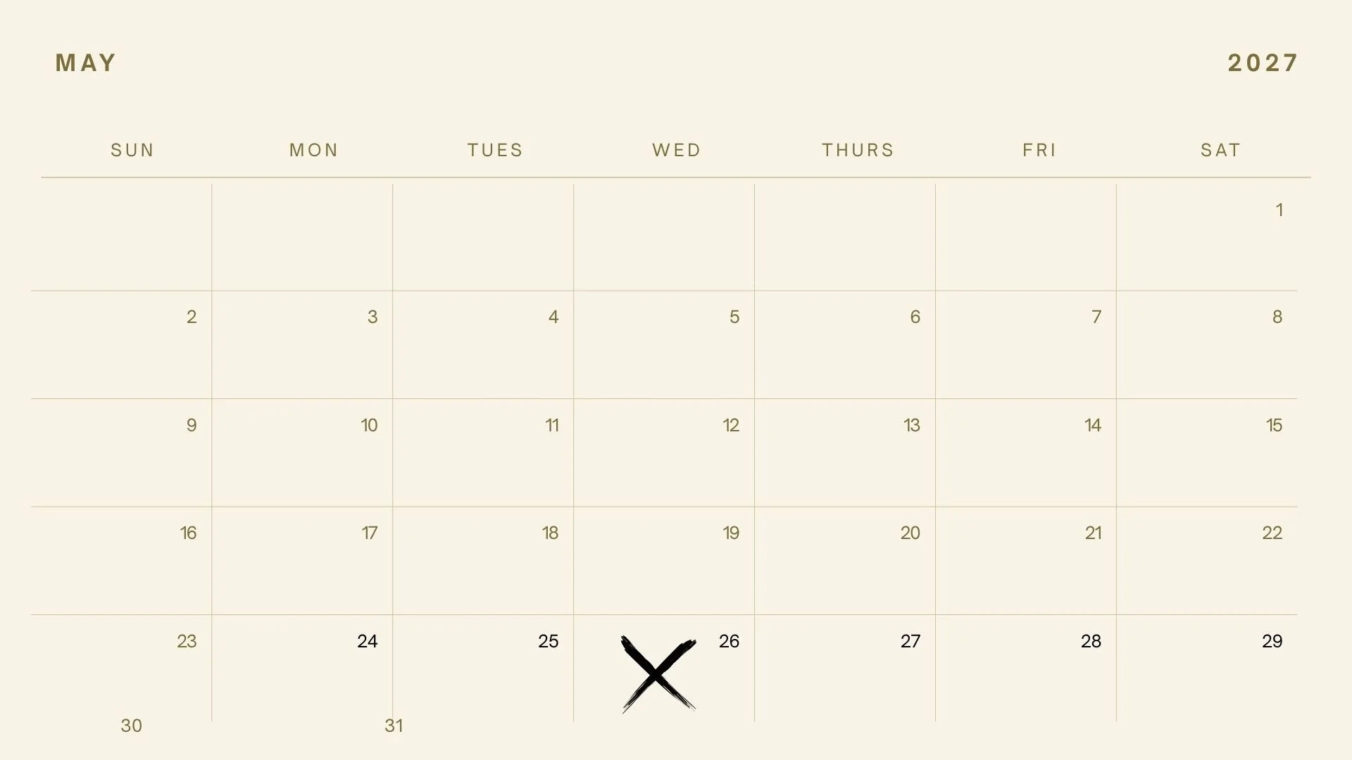May 2027 Availability