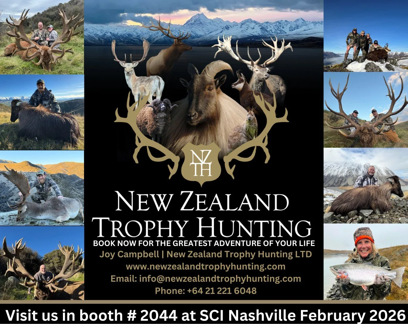 Looking forward to seeing you all in Nashville for the SCI convention Safari Club International - SCI - New Zealand Trophy Hunting is in the same spot as last year at booth number 2044 we have some amazing show specials and awesome giveaways and this