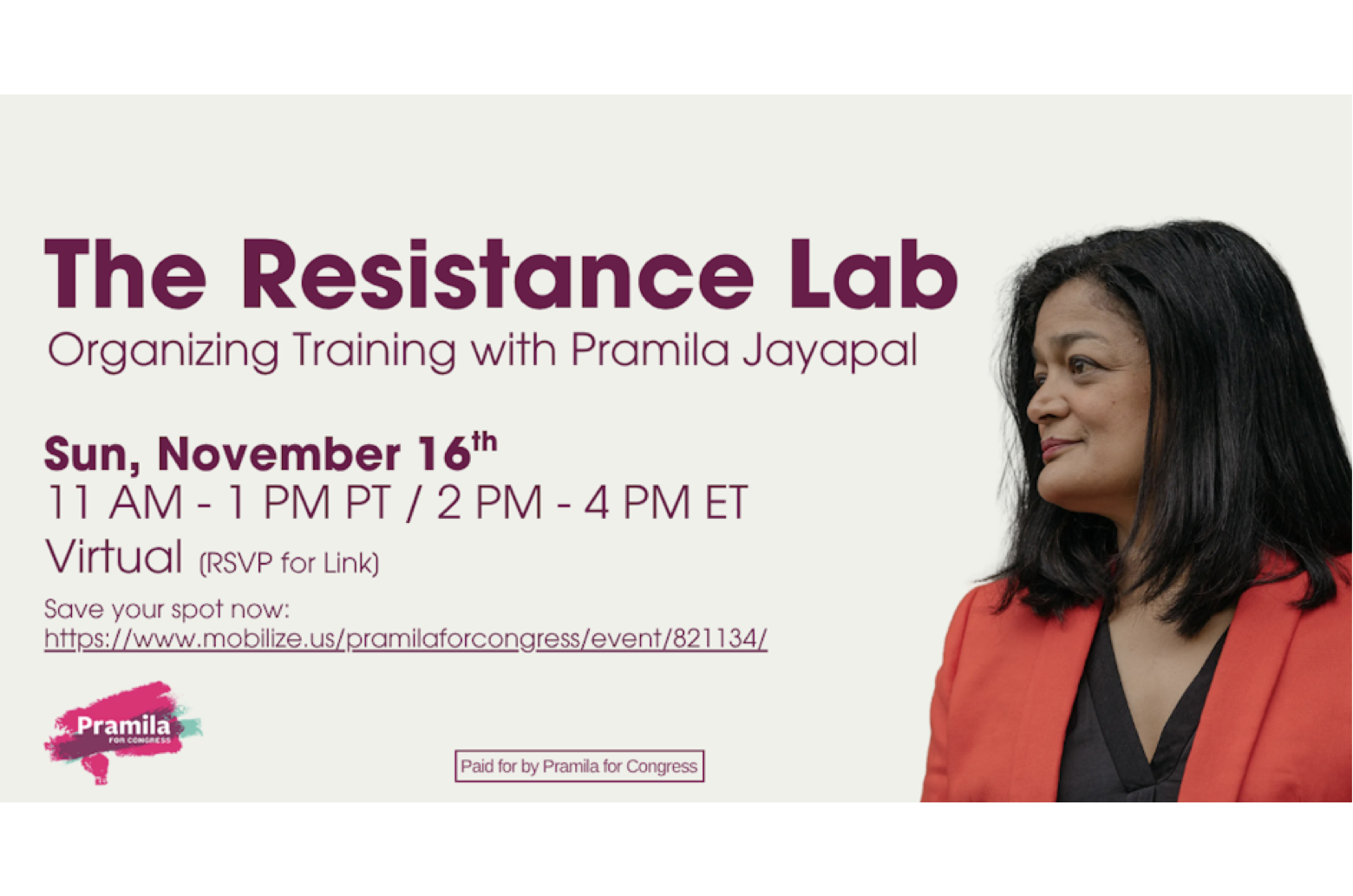 Resistance Lab with Rep. Pramila Jayapal