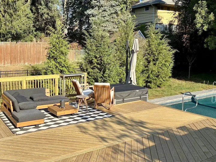 Custom built deck by the pool in Loudonville, NY