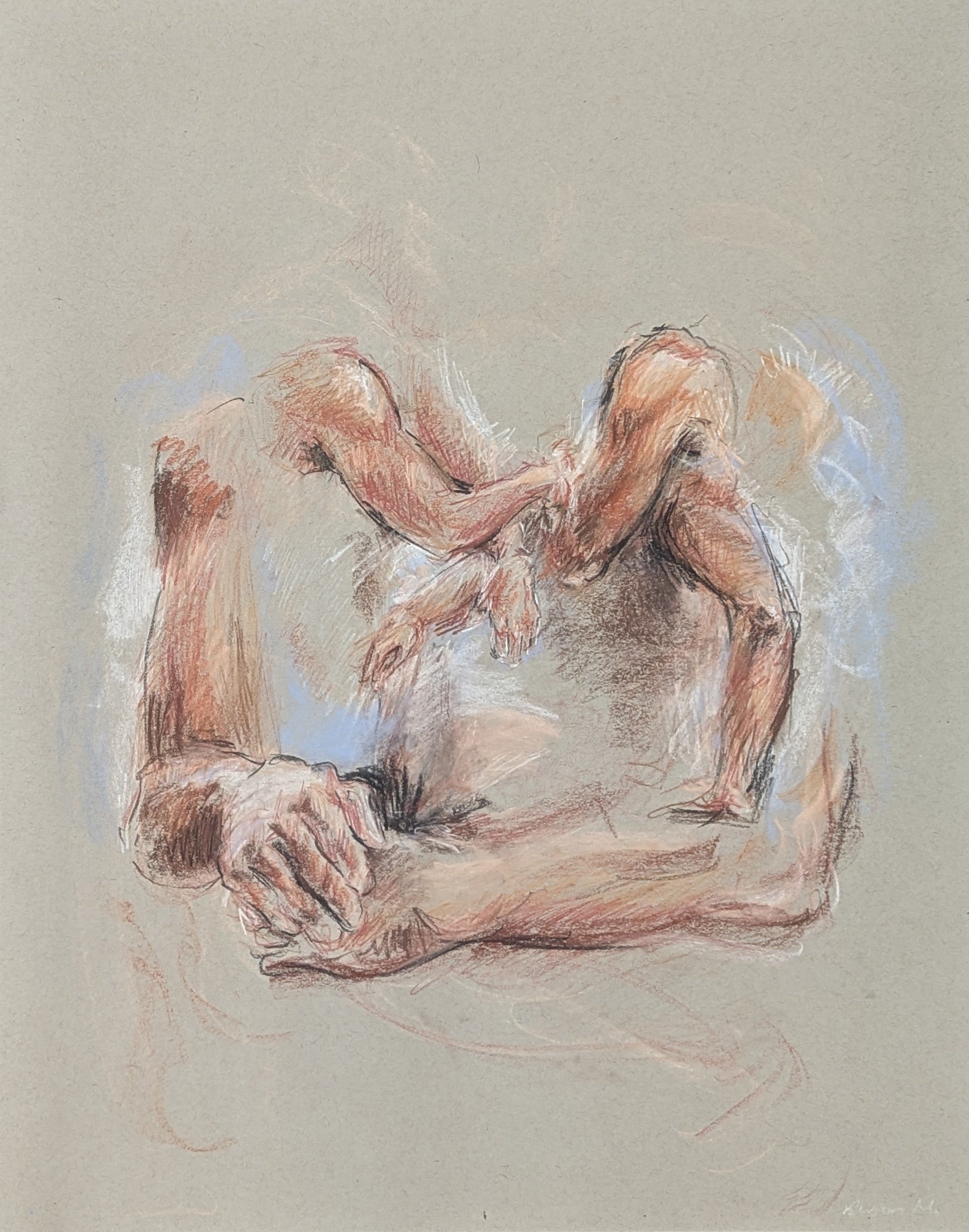 arms study charcoal and conte crayon on toned gray paper