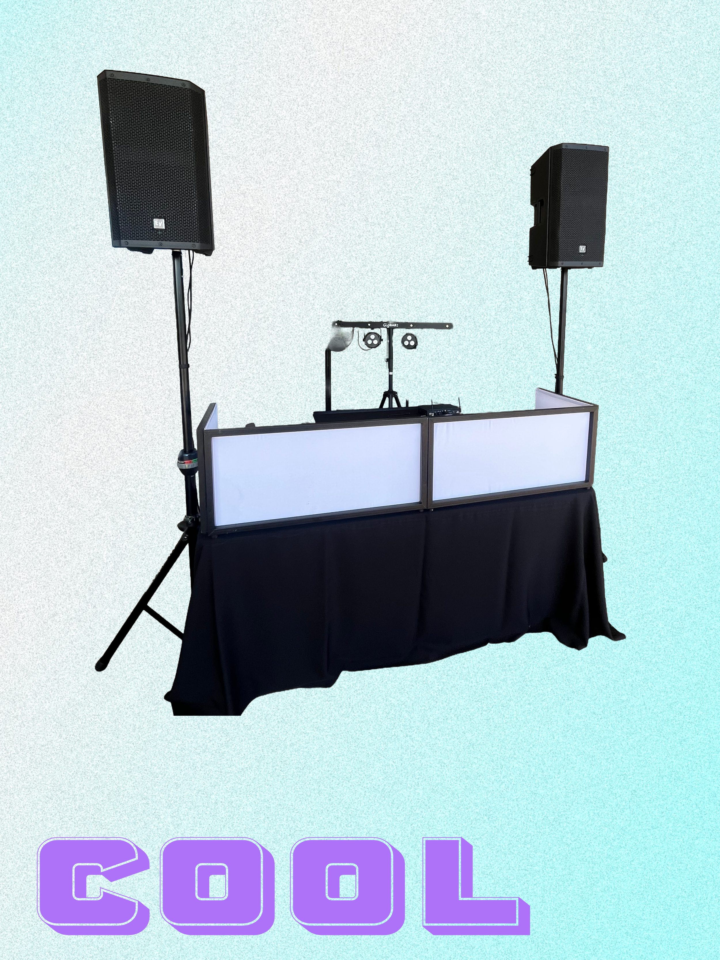 The “Cool Experience” Package is our signature foundation setup, designed to deliver a clean, polished look while creating an engaging and energetic atmosphere for any event.



This package includes professional DJ and MC services, ensuring seamless