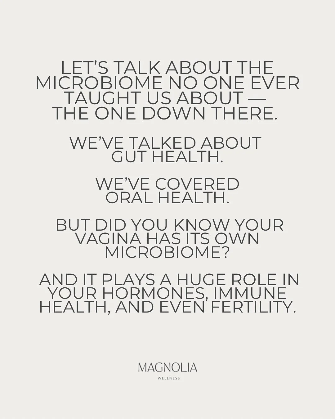 We talk about gut health and hormones all the time&hellip;
but no one ever taught us how to care for the microbiome down there👀

Yep &mdash; your vagina has its own ecosystem of bacteria (the vaginal microbiome) that impacts everything from your hor