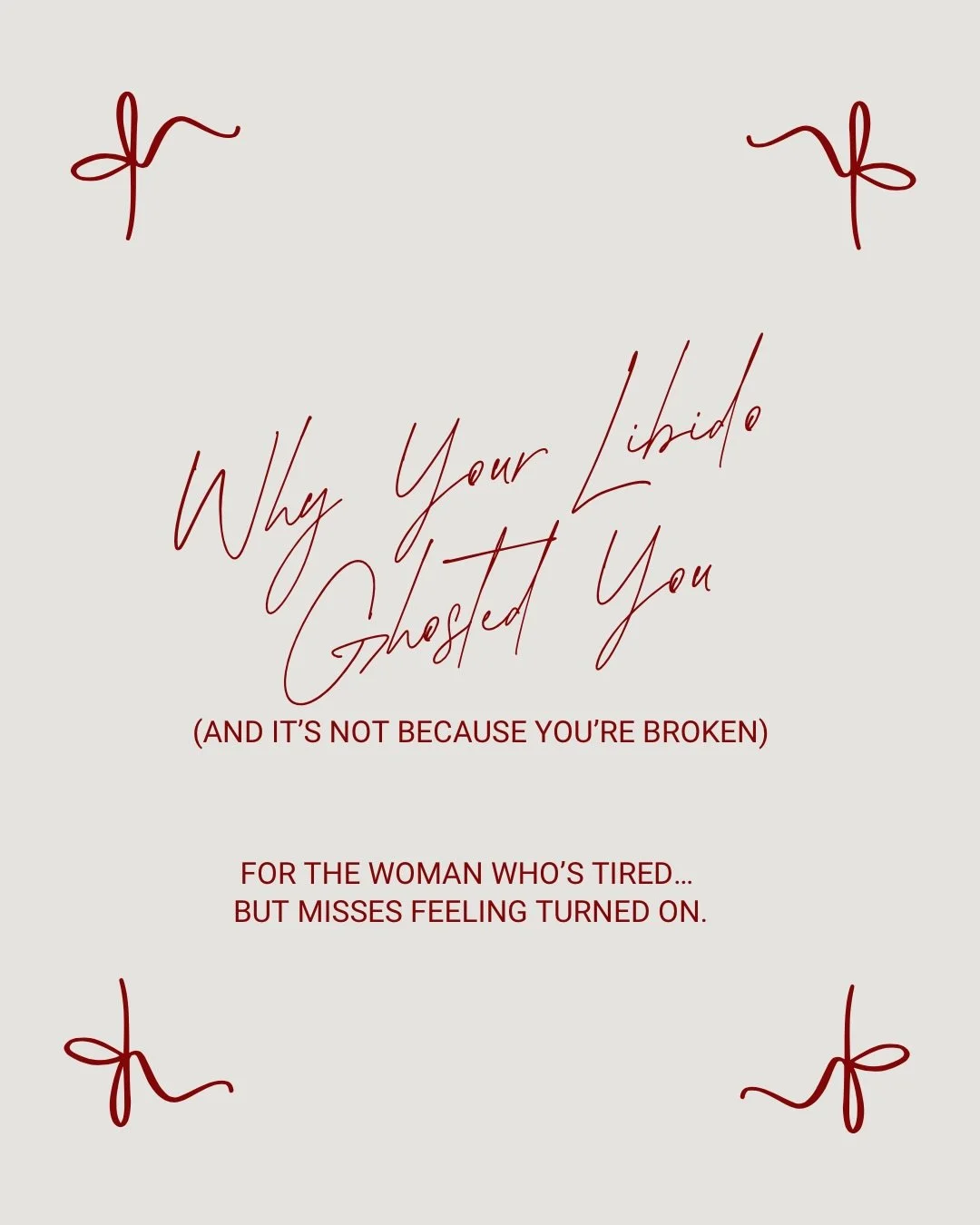 Let&rsquo;s normalize this 🩷

Low libido isn&rsquo;t about not loving your partner.
It&rsquo;s not about being &ldquo;bad at sex.&rdquo;
And it&rsquo;s definitely not about being broken.

It&rsquo;s usually stress. Hormones. Nervous system overload.