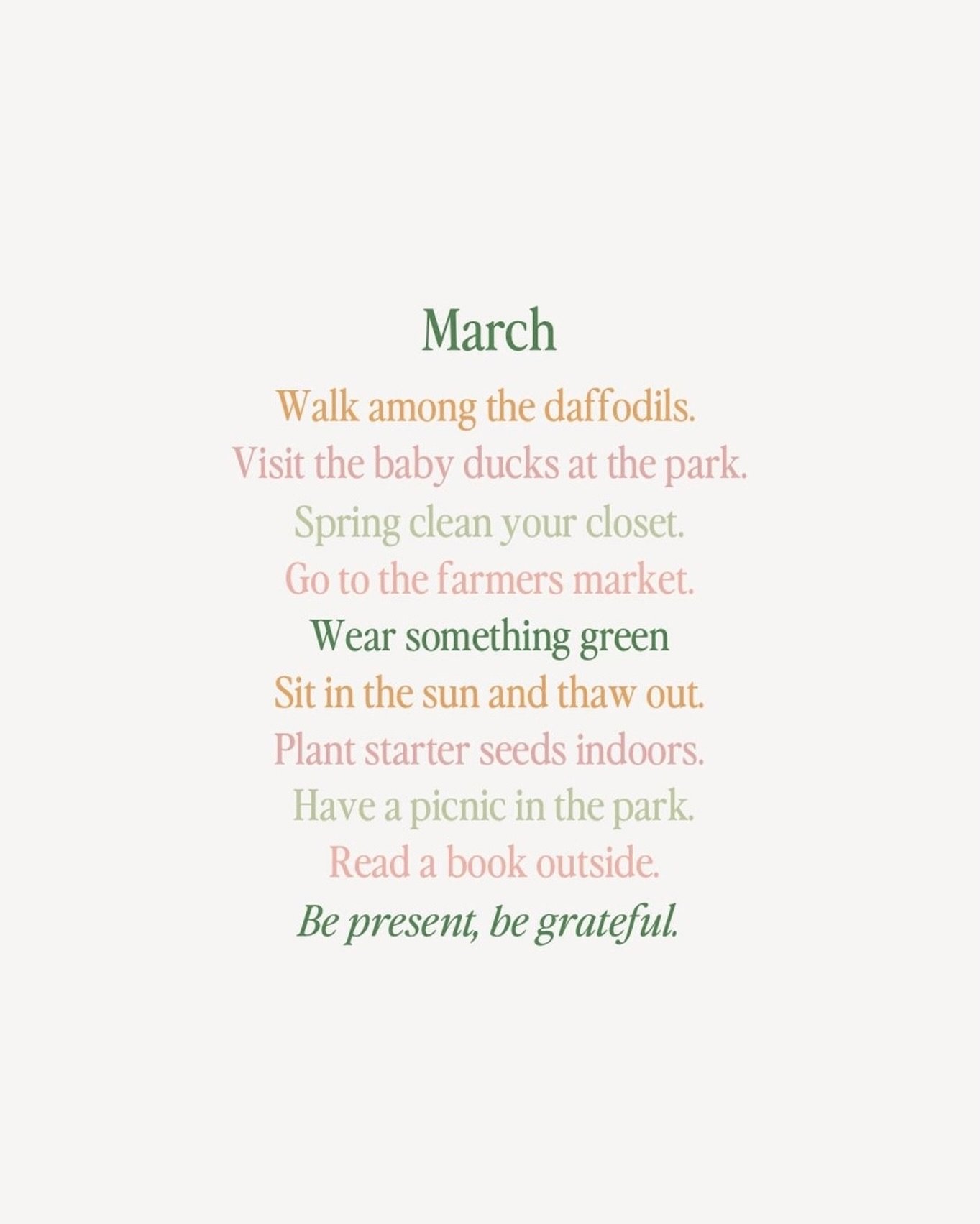 March isn&rsquo;t about doing more.
It&rsquo;s about softening back into rhythm.

Walk outside.
Eat with the season.
Let the sun hit your face.
Clear what feels heavy.
Choose green.
Thaw your nervous system.

Spring in Traditional Chinese Medicine is