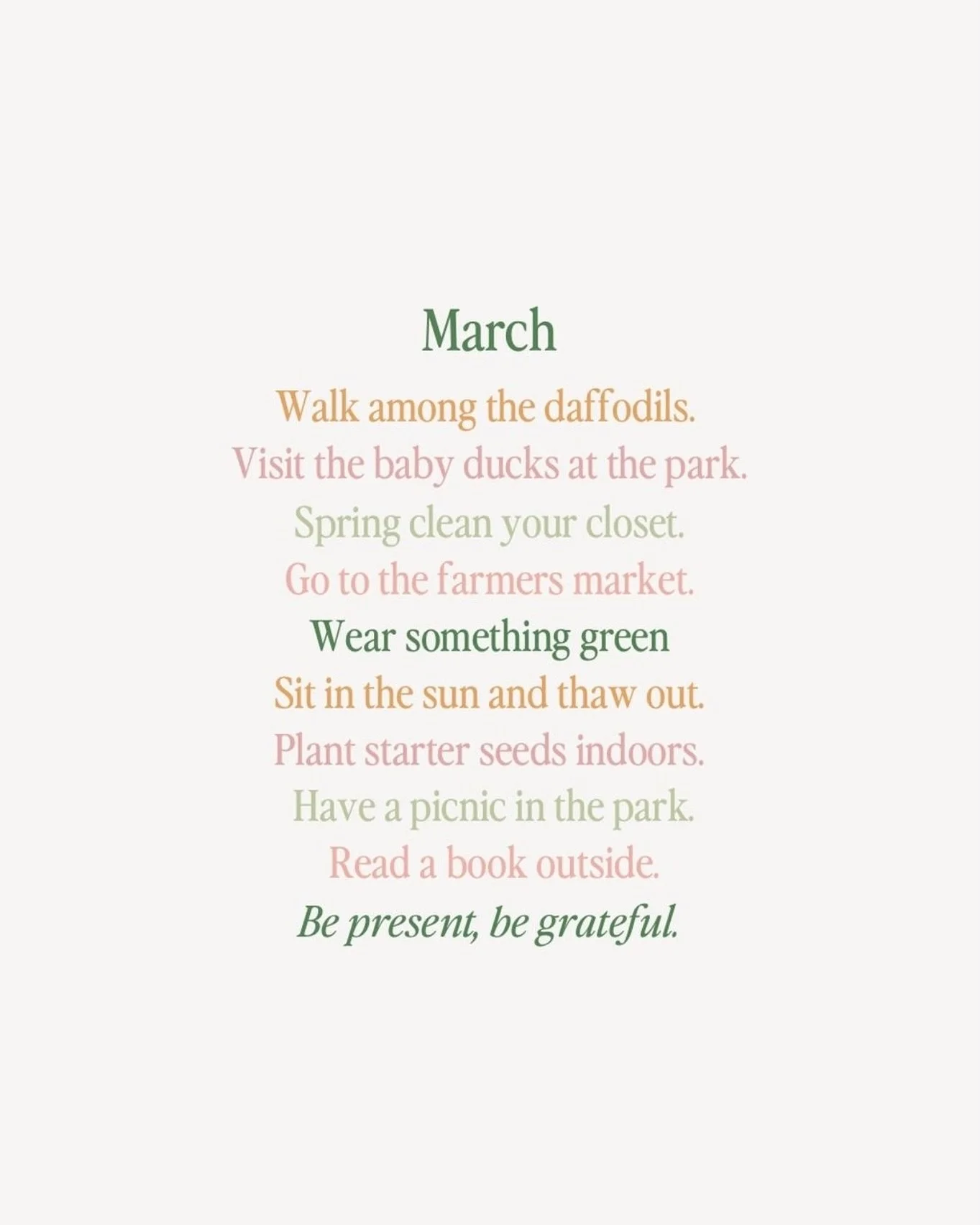 March isn&rsquo;t about doing more.
It&rsquo;s about softening back into rhythm.

Walk outside.
Eat with the season.
Let the sun hit your face.
Clear what feels heavy.
Choose green.
Thaw your nervous system.

Spring in Traditional Chinese Medicine is