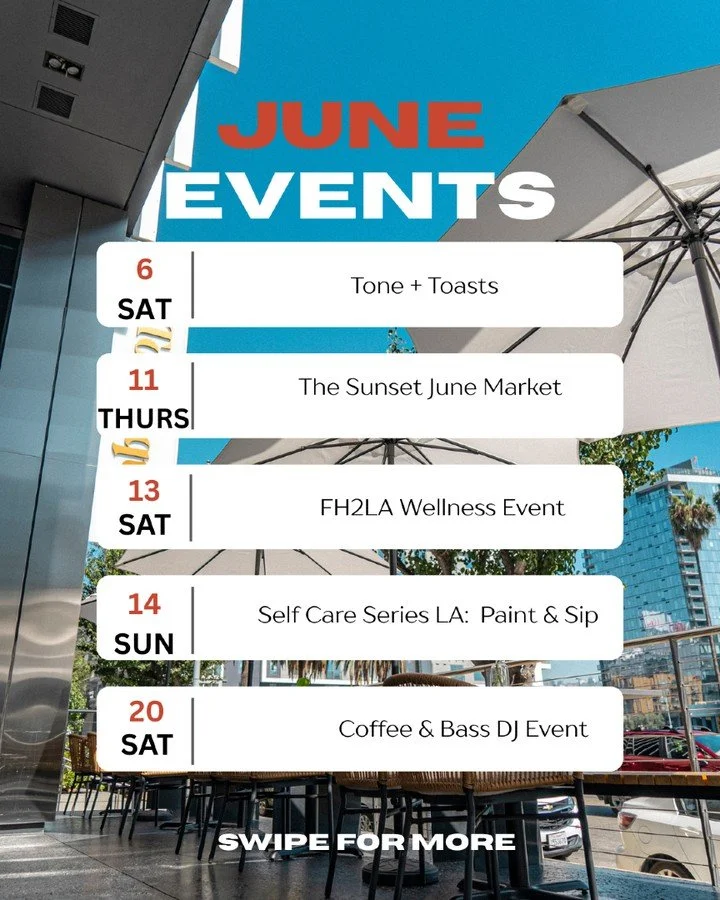 June is here ☀️ Join us for a month of wellness, community, creativity, and great coffee at Toastique on Sunset. See you there! ✨