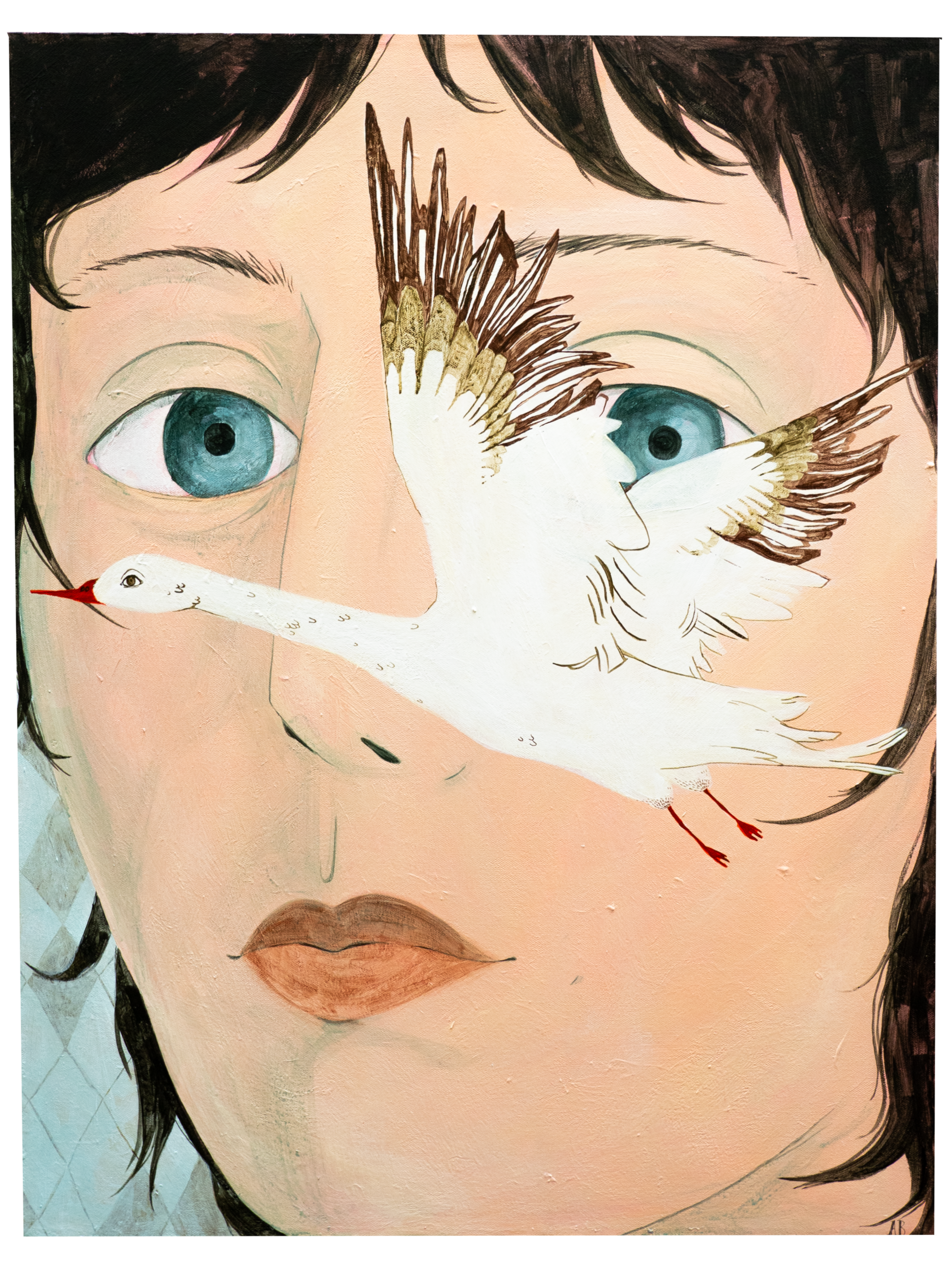 “Bird King Nemglan (Heavenly Unclean) Lays Out a Gentle Warning” acrylic on canvas, 28 x 22in, 2026