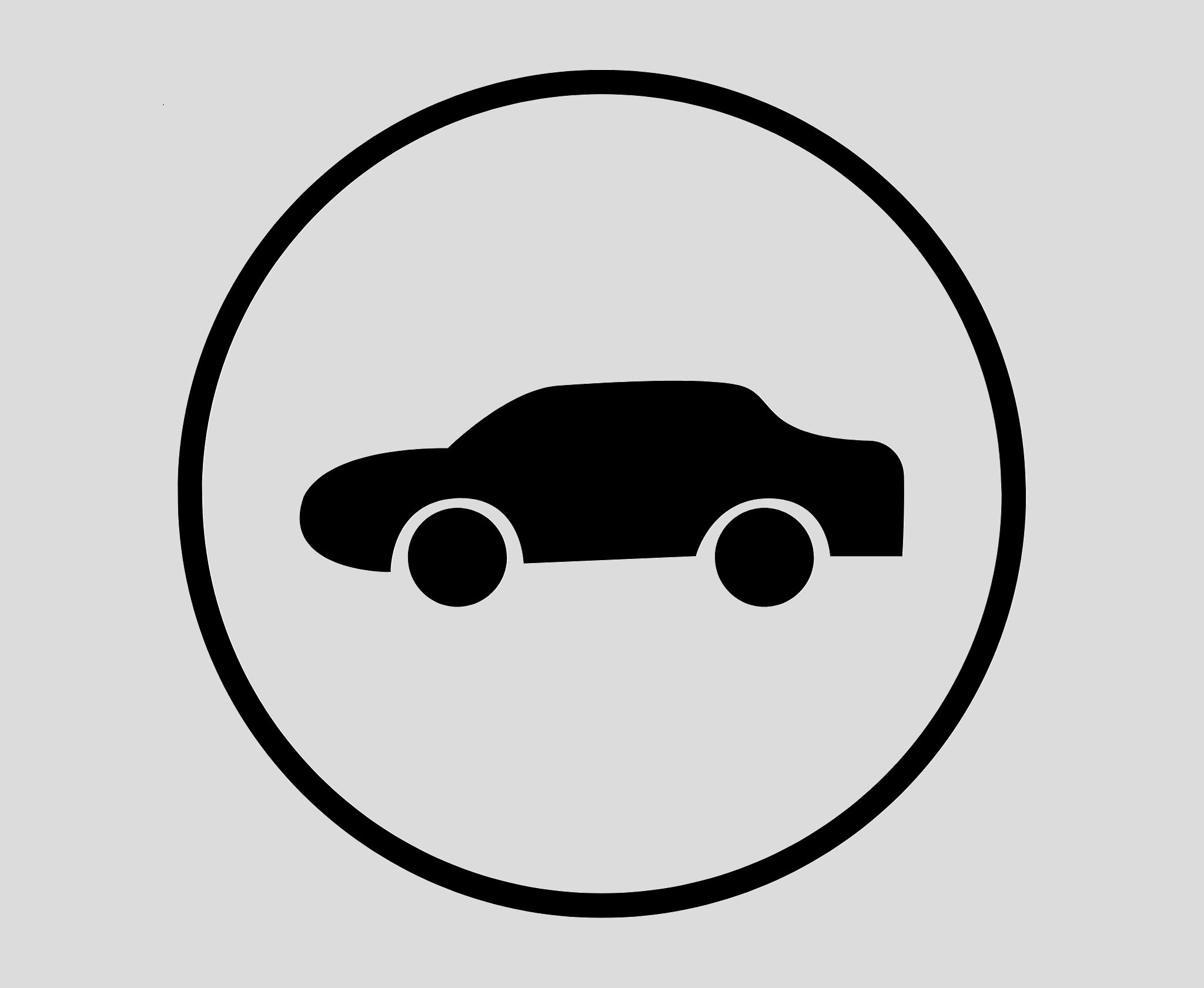 Silhouette of a car inside a circle