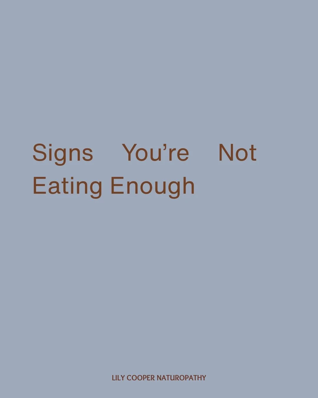 Some signs you may not be eating enough ~

You don&rsquo;t need to be experiencing all of these symptoms for this to be true. 

So often the focus is on what we&rsquo;re eating, but you need to make sure you&rsquo;re eating enough as well for energy,