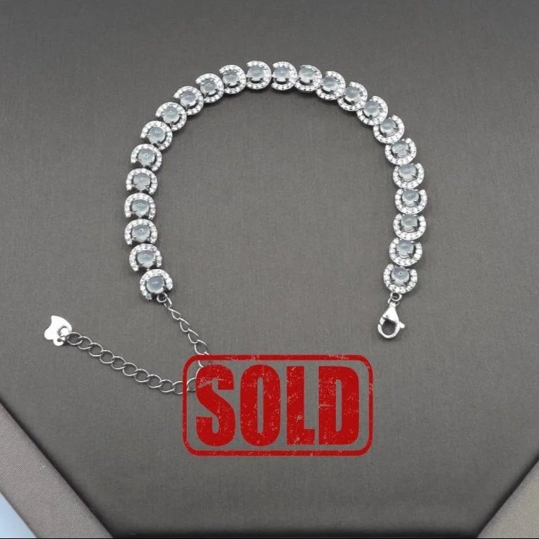 "Morning Dew" - Icy White Jadeite Tennis Bracelet