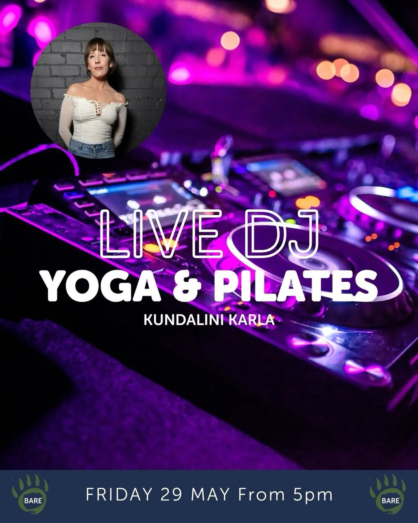You haven&rsquo;t done a class like this before! 

Vinyasa Yoga and Pilates with immersive sound. 

I&rsquo;ll be DJing live and curating an experience that pulls you inward for a deeper physical practice 

Friday May 29th 
@yogabarehawkesbury 

Tick