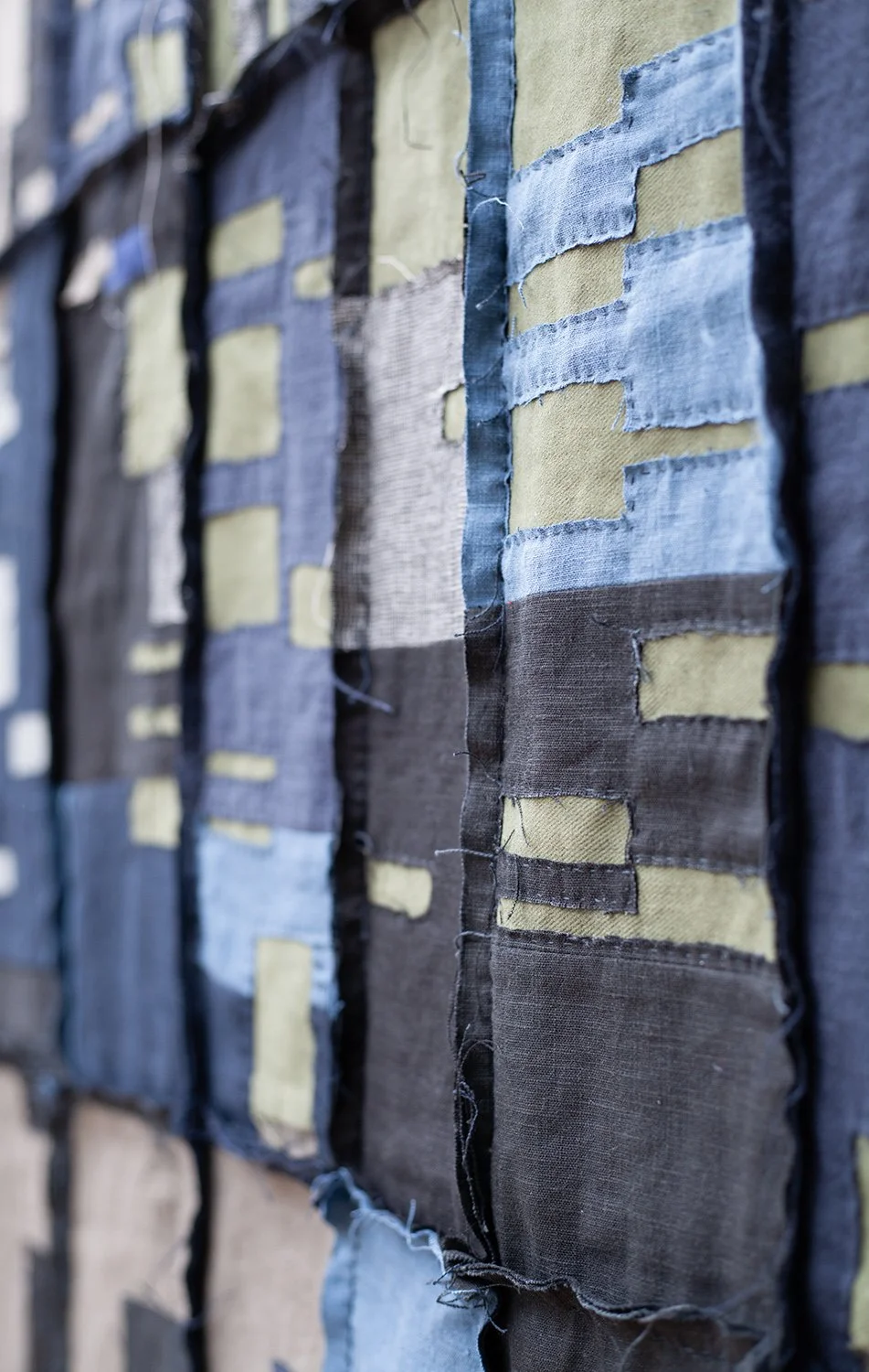 Philadephia Vacant Lot Quilt, 2026. Hand stitched linen and cotton, 48” x 54” (122 x 137 cm)