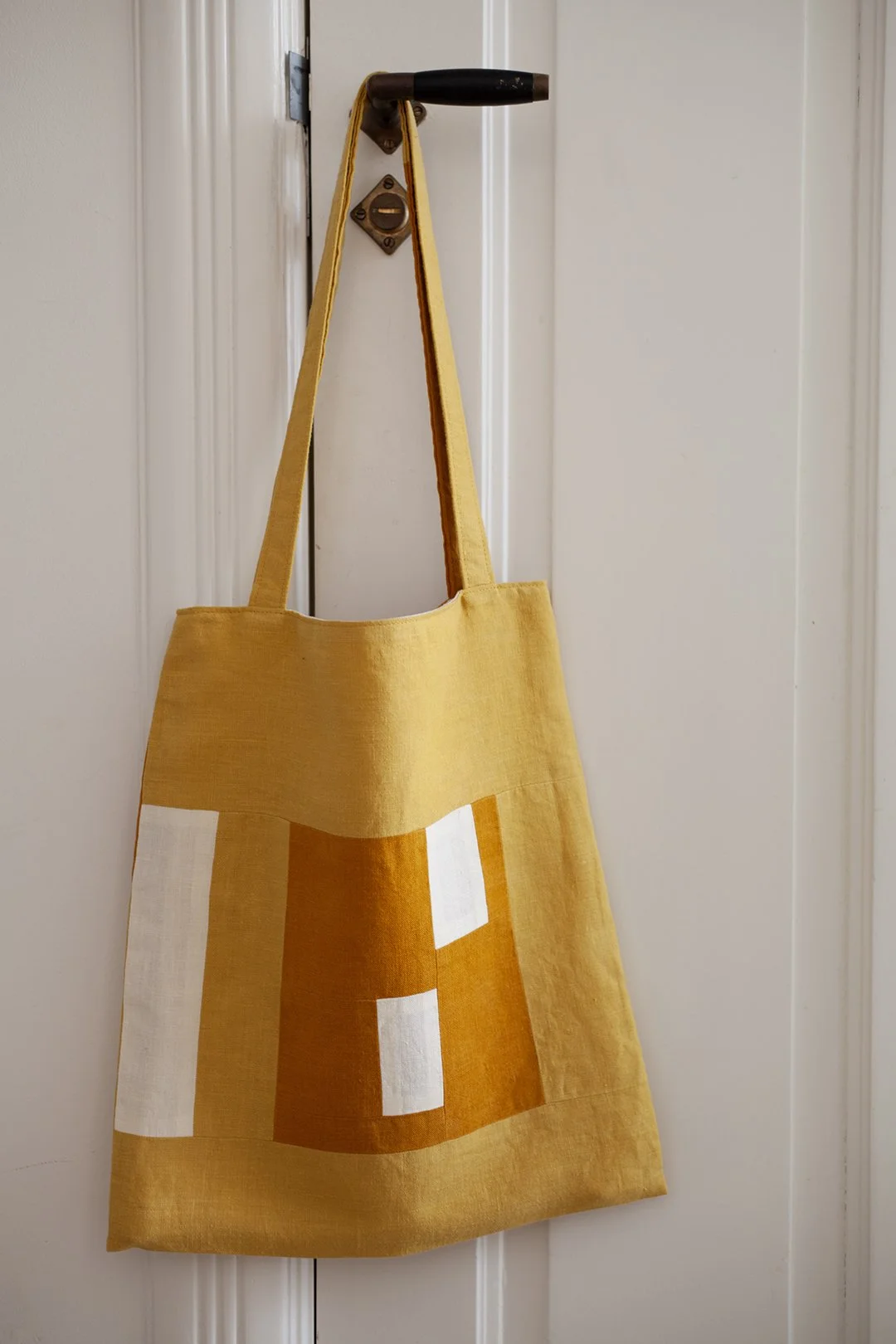 Yellow Tonal Wave Linen Tote Bag
