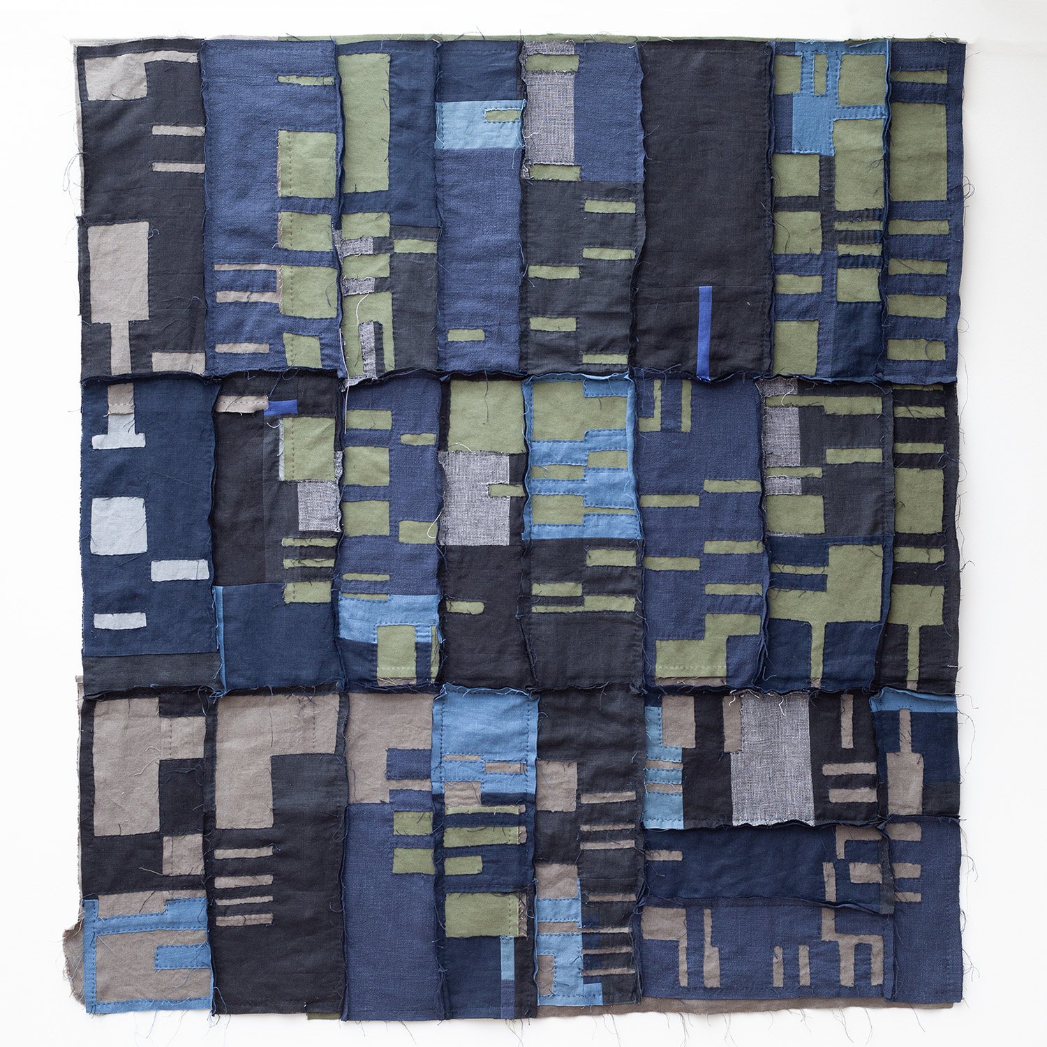 Philadephia Vacant Lot Quilt, 2026. Hand stitched linen and cotton, 48” x 54” (122 x 137 cm)