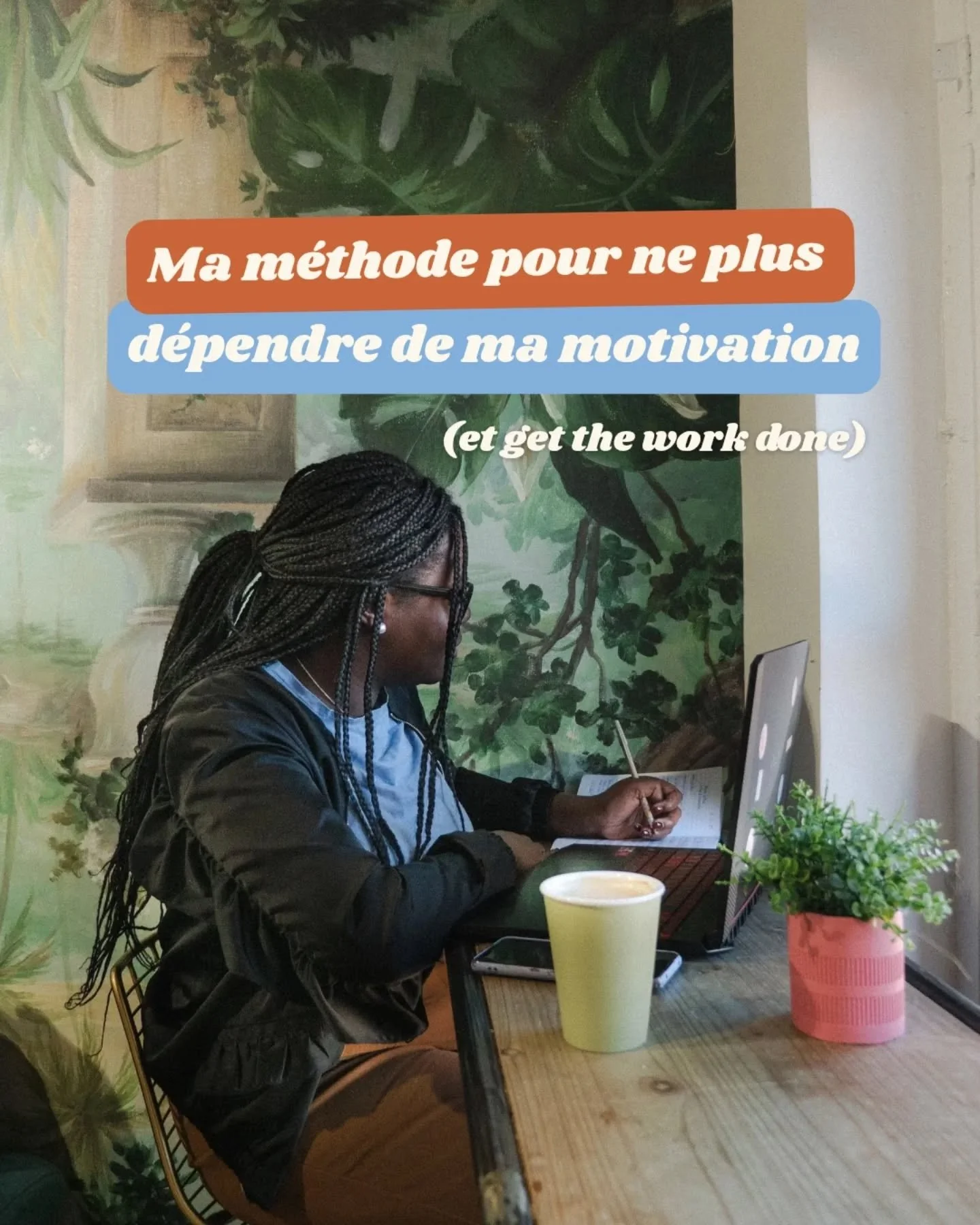 Spoiler : je ne compte plus sur ma motivation pour communiquer 🙂&zwj;&harr;️
Parce que la motivation, &ccedil;a va, &ccedil;a vient

Et moi, j'ai besoin que ma com' avance, m&ecirc;me les jours o&ugrave; j'ai z&eacute;ro envie !

Alors j'ai mis en p