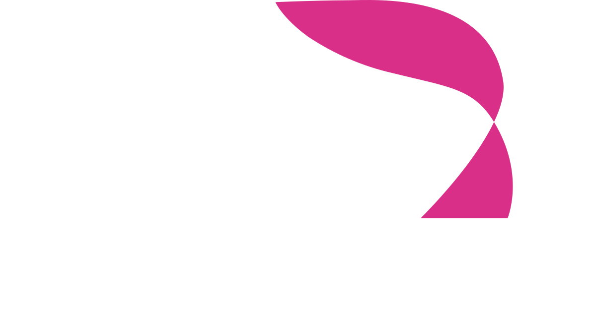 Logo with the words 'Burgers & Salmon' in white text, with a pink stylized wave or swirl element above and to the right of the text.