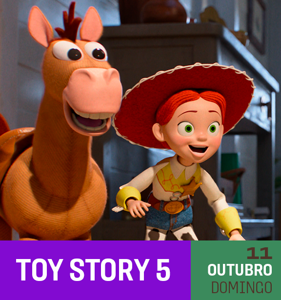 Personagem de brinquedo Buzz Lightyear e personagem de boneca Jessie de Toy Story 5 em estúdio