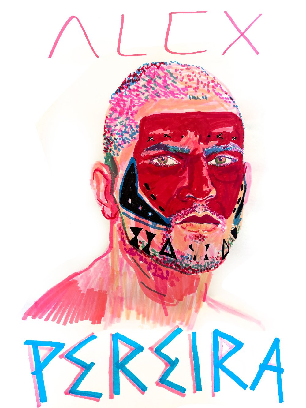 Poatan (Alex Pereira), 2025 —
Markers on paper, 8 x 11”