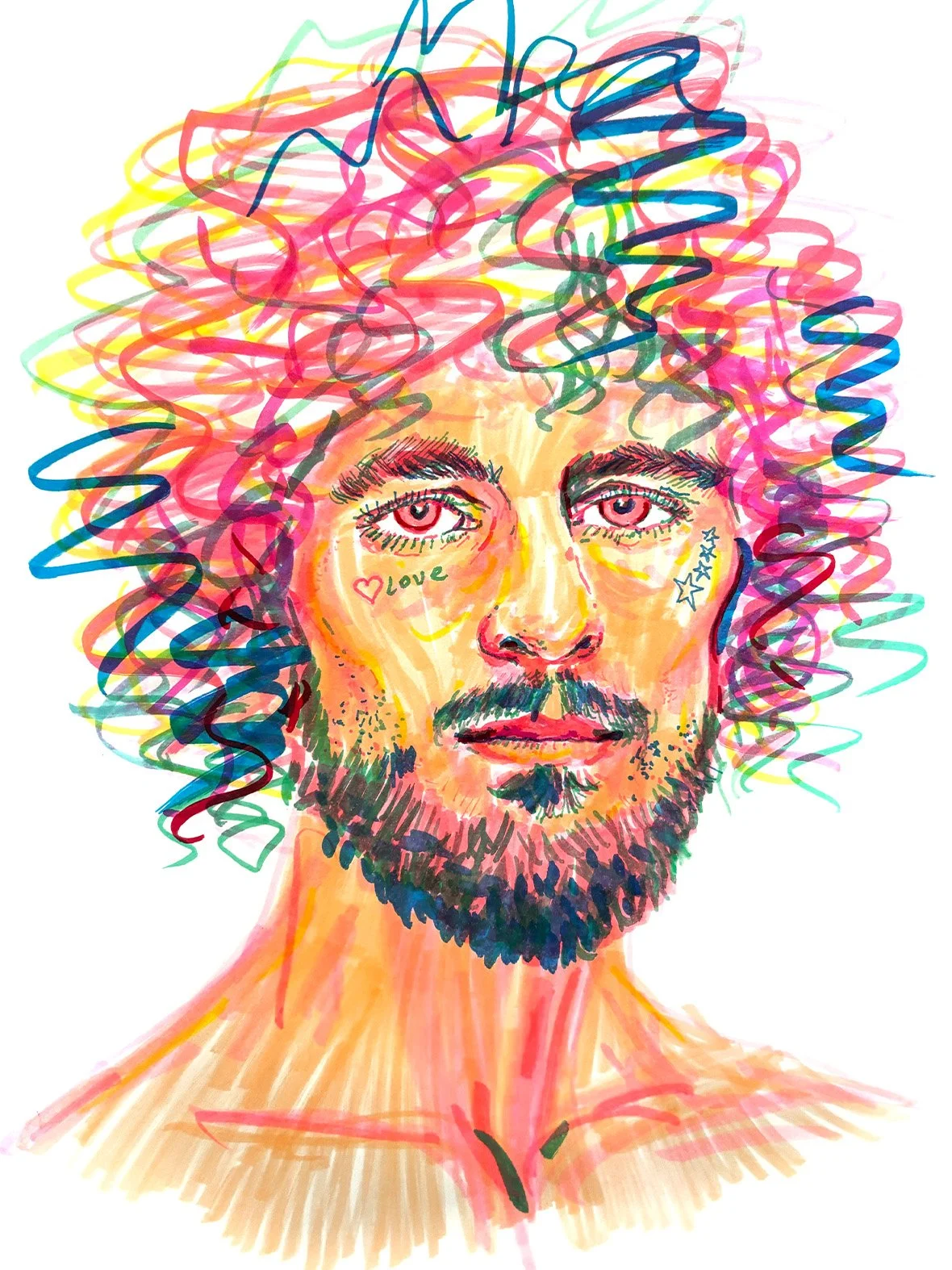 Suga Sean, 2025 —
Markers on paper, 8 x 11”