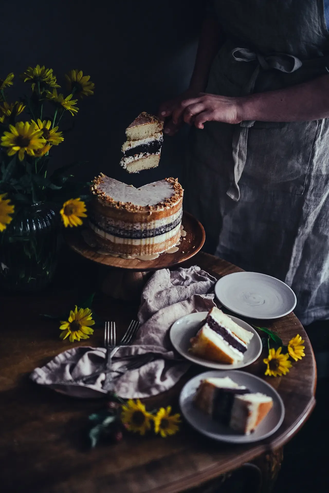 Handcrafted tahini cake presented for sharing and celebration