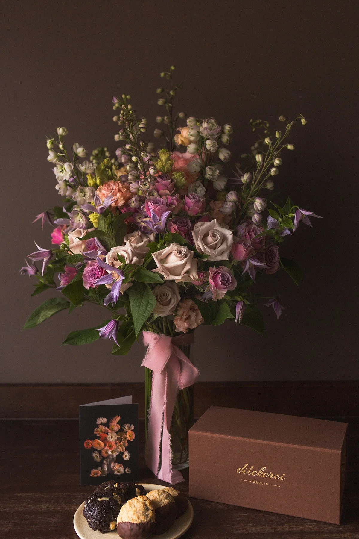 Seasonal Floral Arrangement & Gourmet Chocolate Cookies