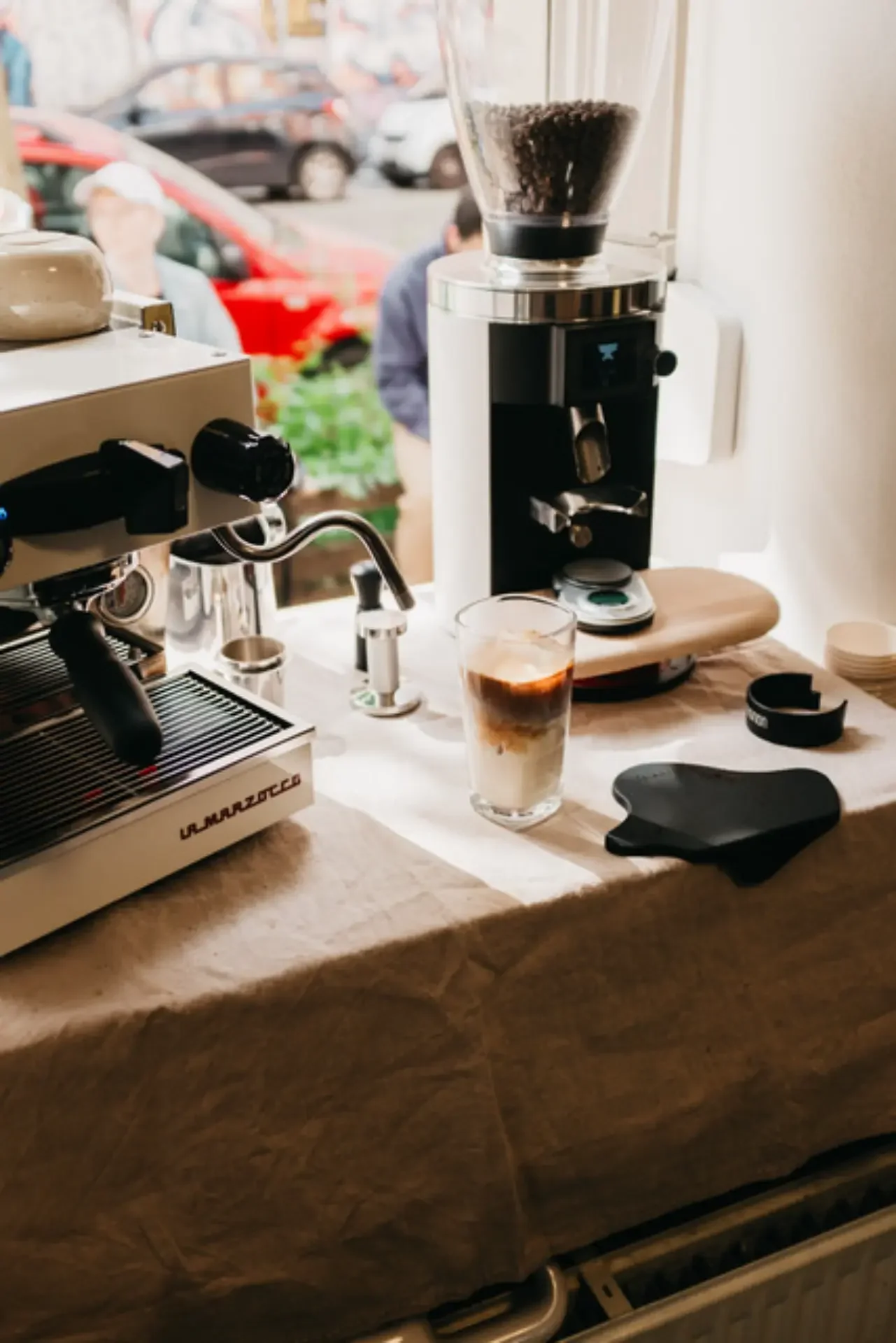 Freshly brewed specialty coffee served alongside artisan cakes at event