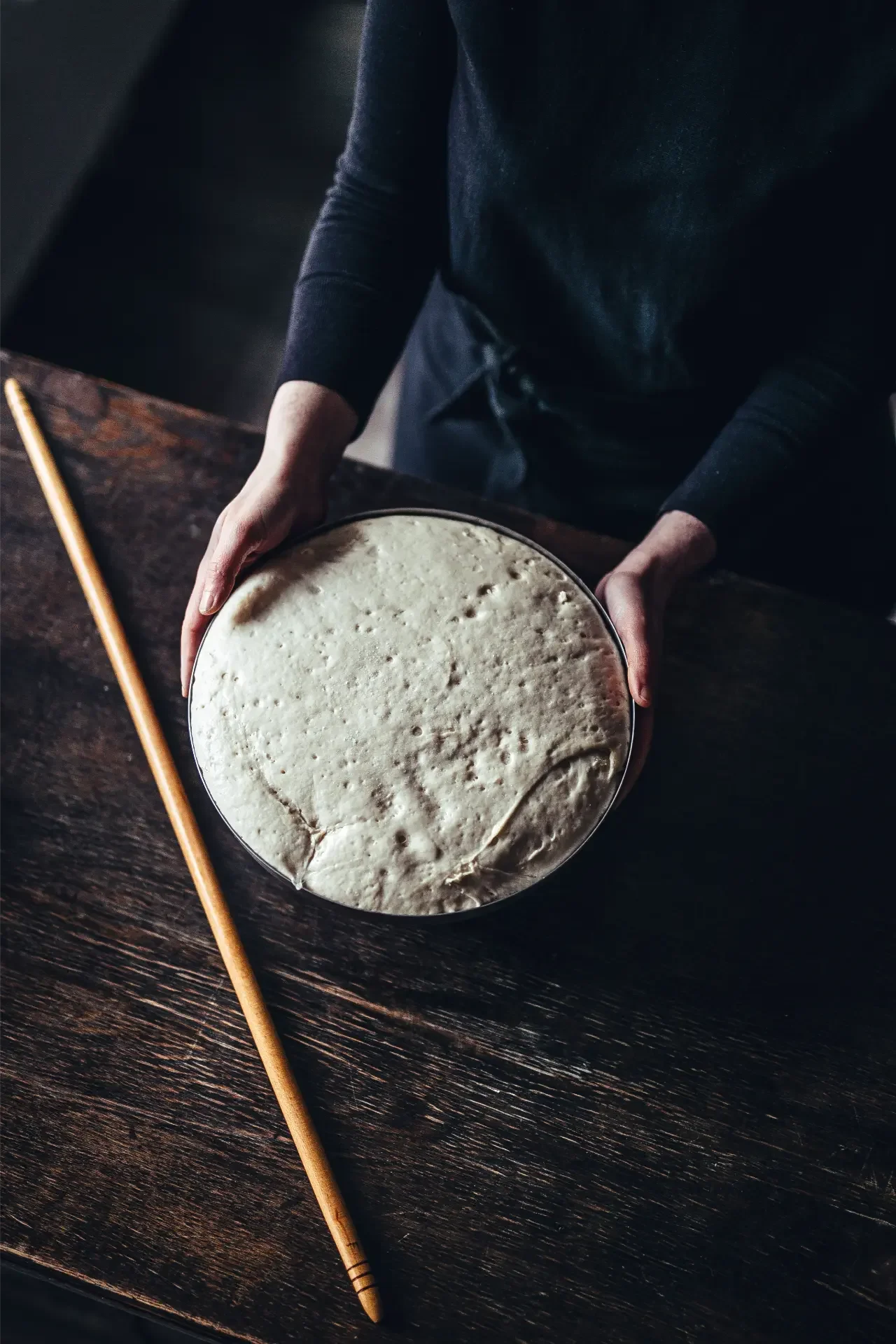 Freshly proofed dough prepared for traditional flatbread baking