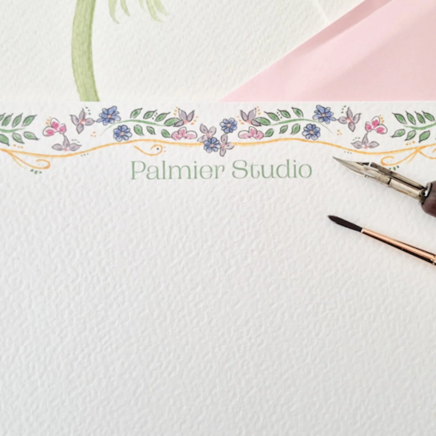 Correspondence cards in the making at Palmier Studio. 

#stationary #correspondencecards #handpainted #palmierstudio #illustrations #watercolor