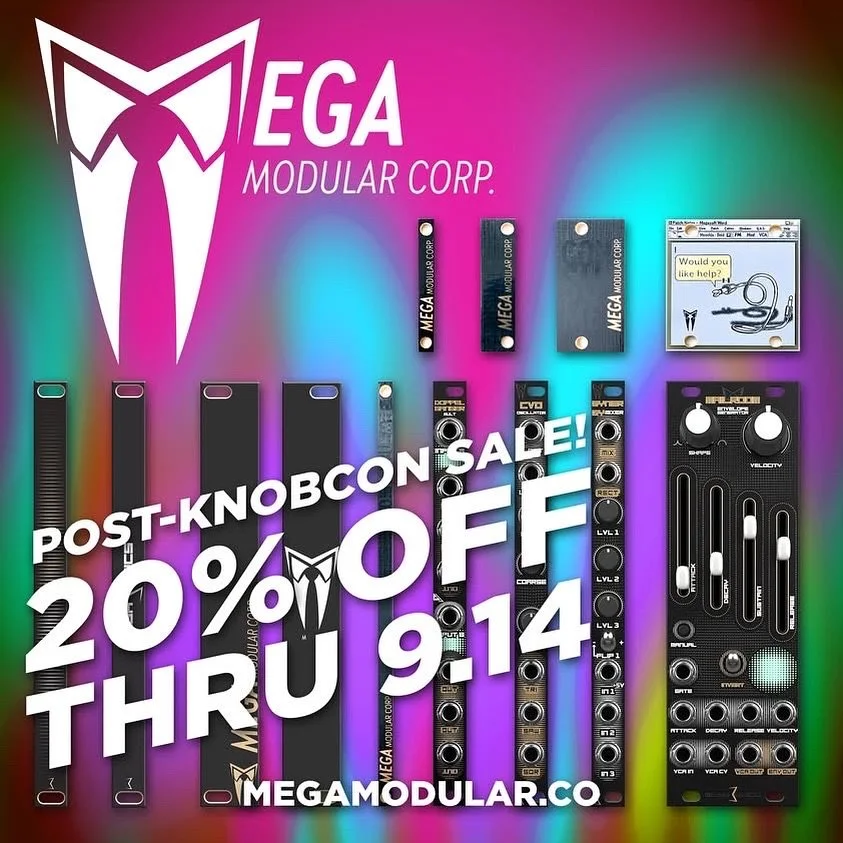 We&rsquo;re still riding that Hawaiian wave from #knobcon2025 and decided to give 20% off modules and blanks at megamodular.co all weekend!

#consume

#eurorackmodular #modularsynth #synthesizer #synthesizers #envelopegenerator #vco #mixer #mult #bla