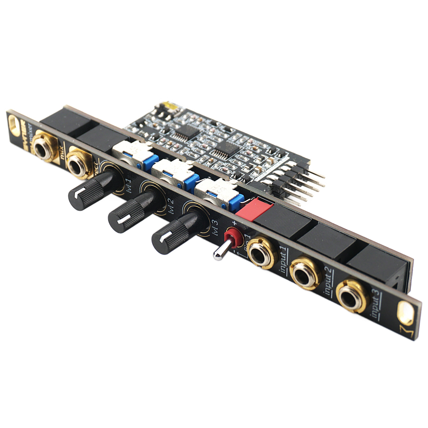 Synergy 3-Channel Mixer / Rectifier (2HP) — MEGA Modular Corp 2hp Mix